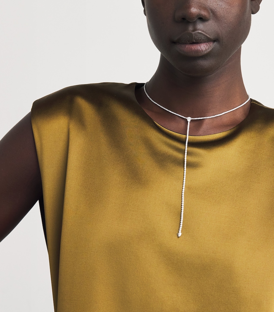 White Gold and Diamond Thread Y Necklace WHITE GOLD Image 4