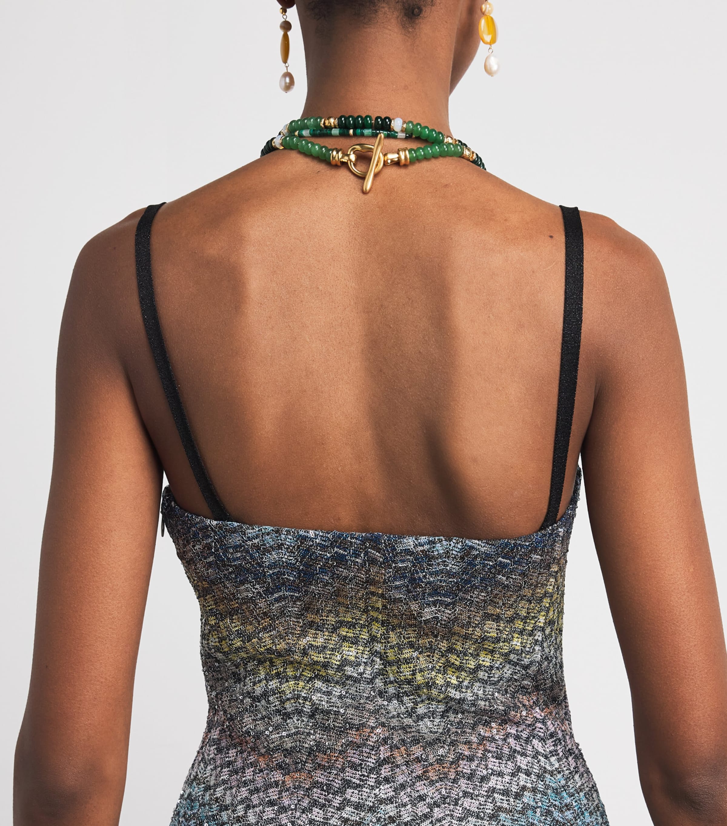 Missoni Womens Metallic Sleeveless Mini Dress Smsns Mlt Bl Ylw Vlt Image 5