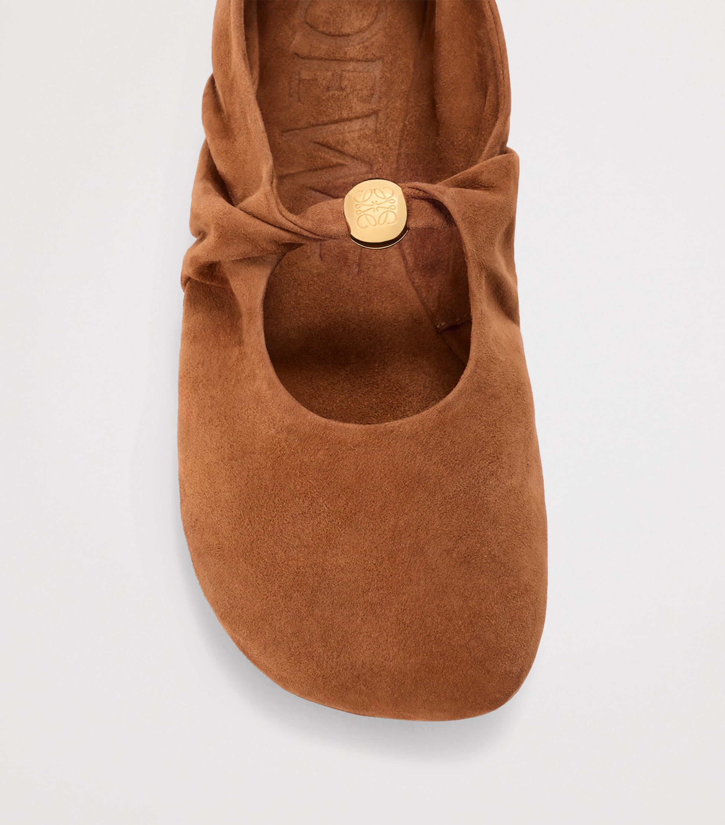 LOEWE Womens Suede Pebble Soft Ballet Flats Tan Image 5