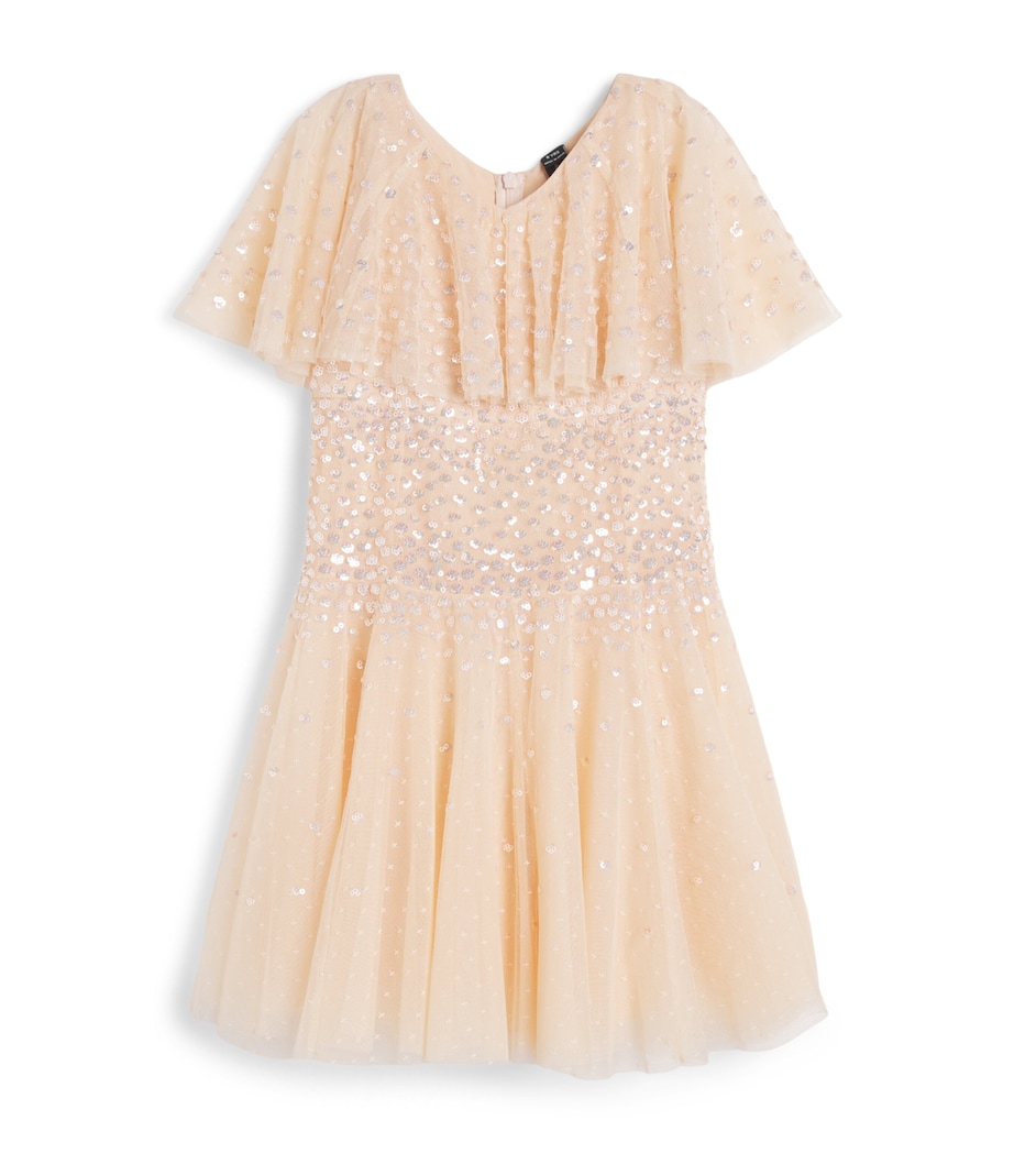 Needle & Thread Tulle Sunrise Sequin Short Cape Dress (4-6 Years) Apricot Blush Image 1