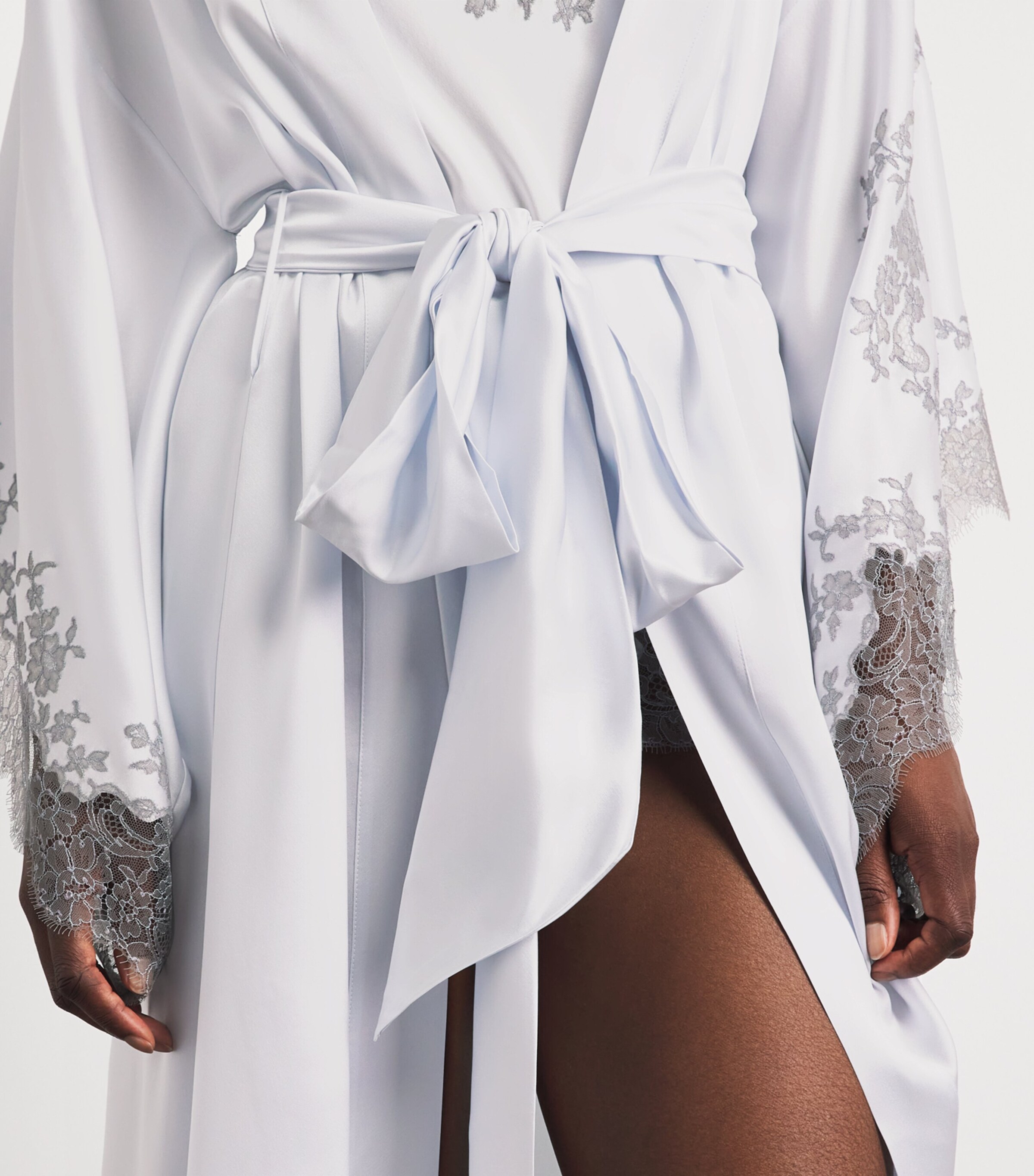Carine Gilson Womens Long Silk Cérès Robe Silvergrey Image 3