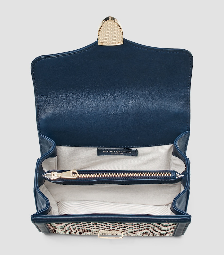Aspinal Of London Midi Woven Mayfair Top-Handle Bag Navy Image 5