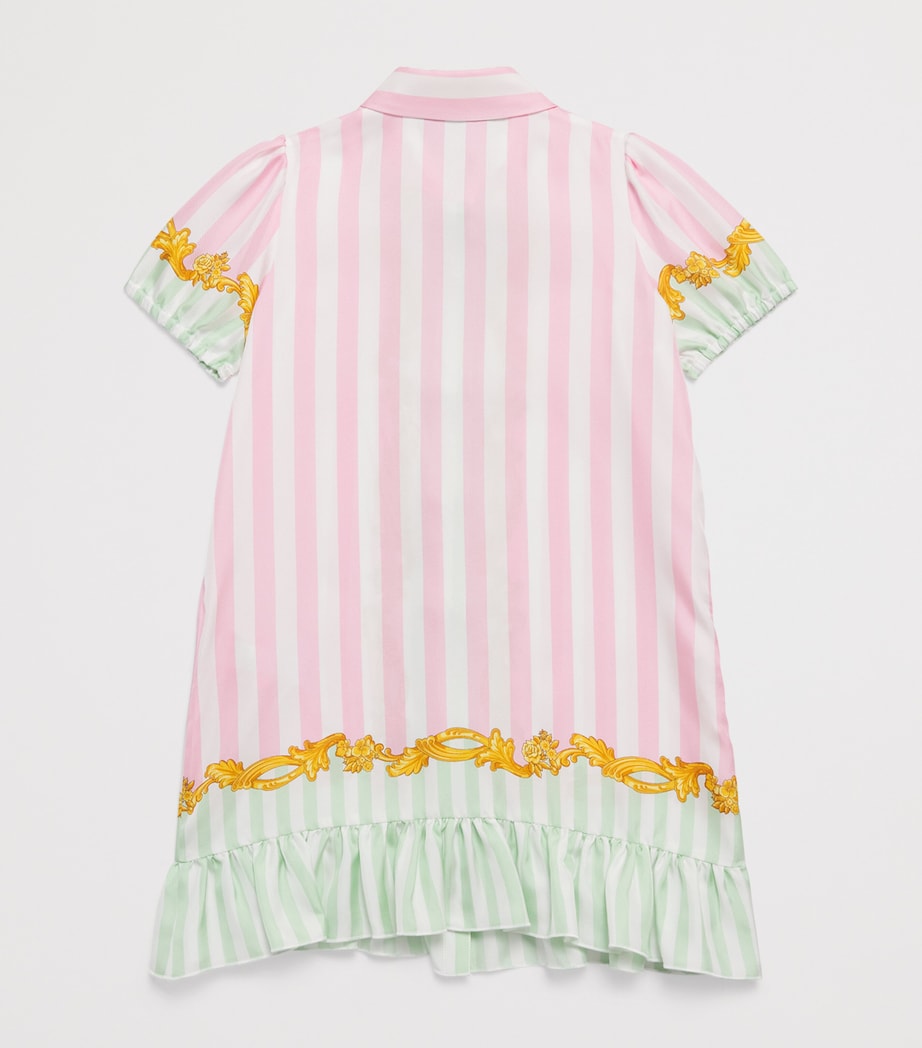 Silk Barocco Pinstripe Dress (6-14 Years) 5PE00-95PINK+MINT Image 2