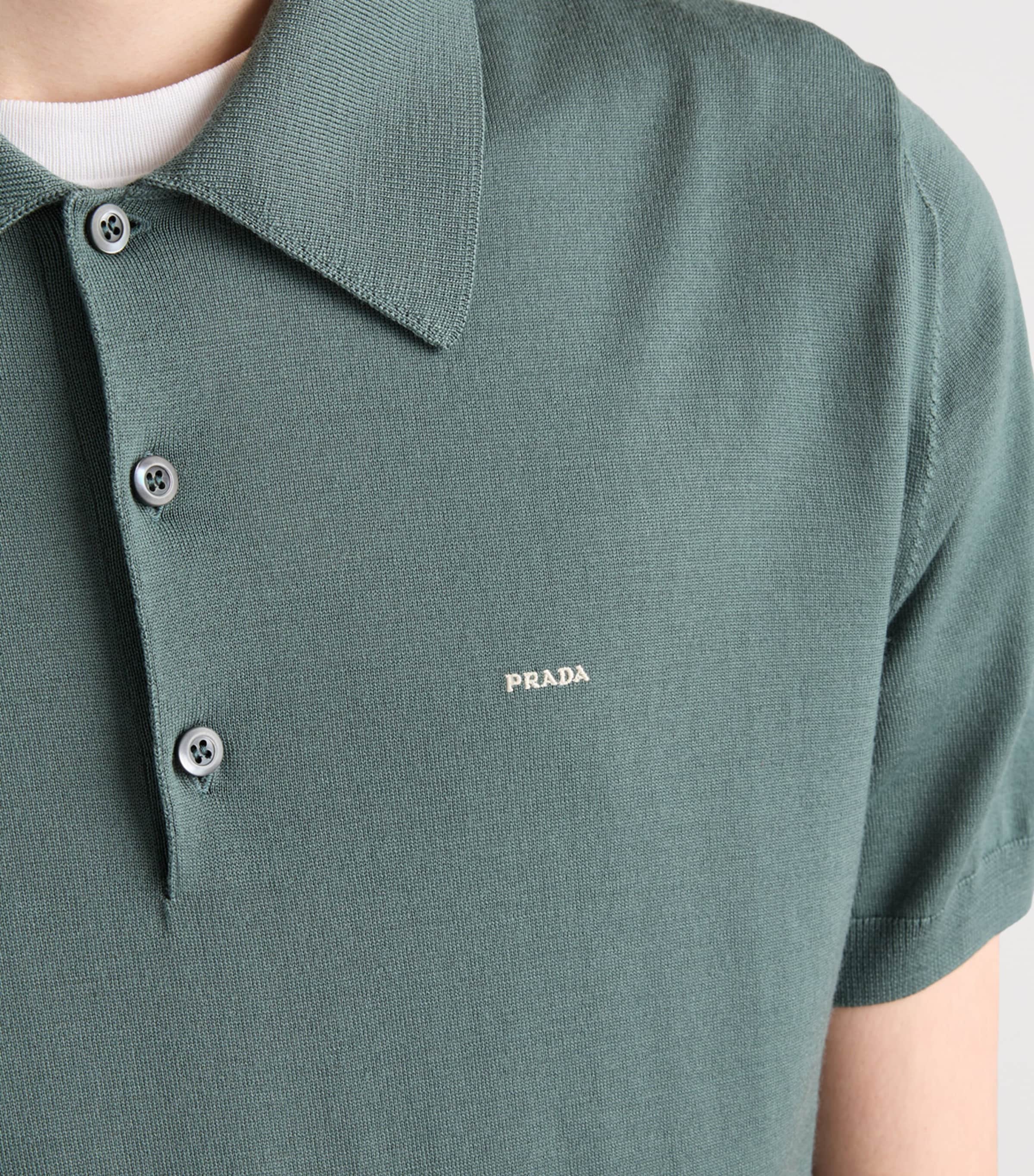 Prada Mens Wool Logo Polo Shirt Green Image 6
