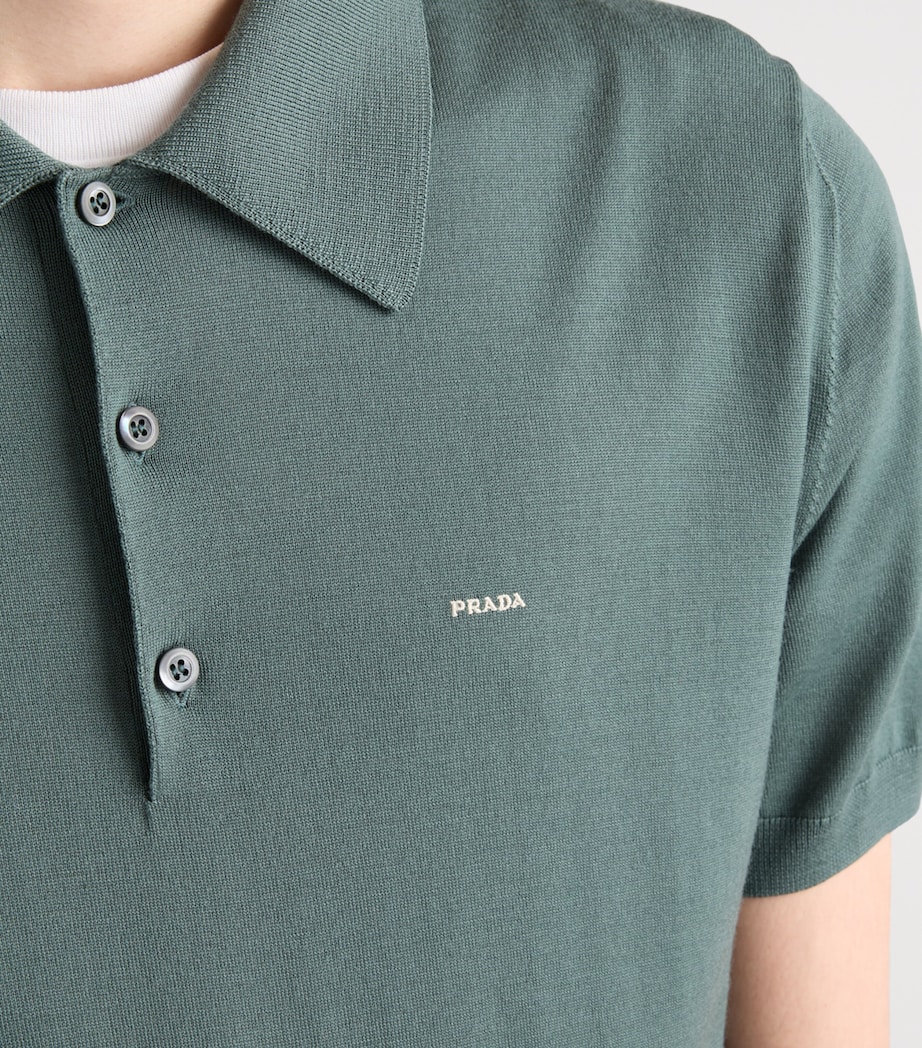 Prada Mens Wool Logo Polo Shirt Green Image 6