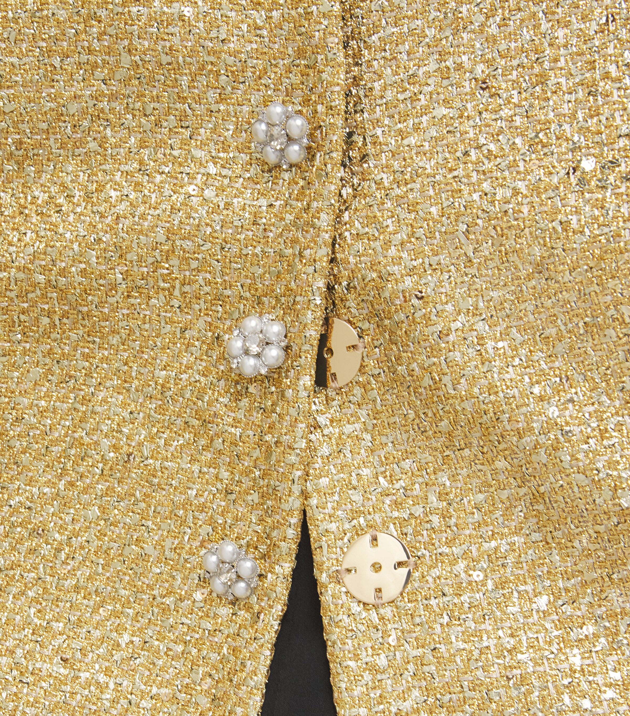 Carolina Herrera Womens Metallic Cropped Collarless Jacket Gold Image 6