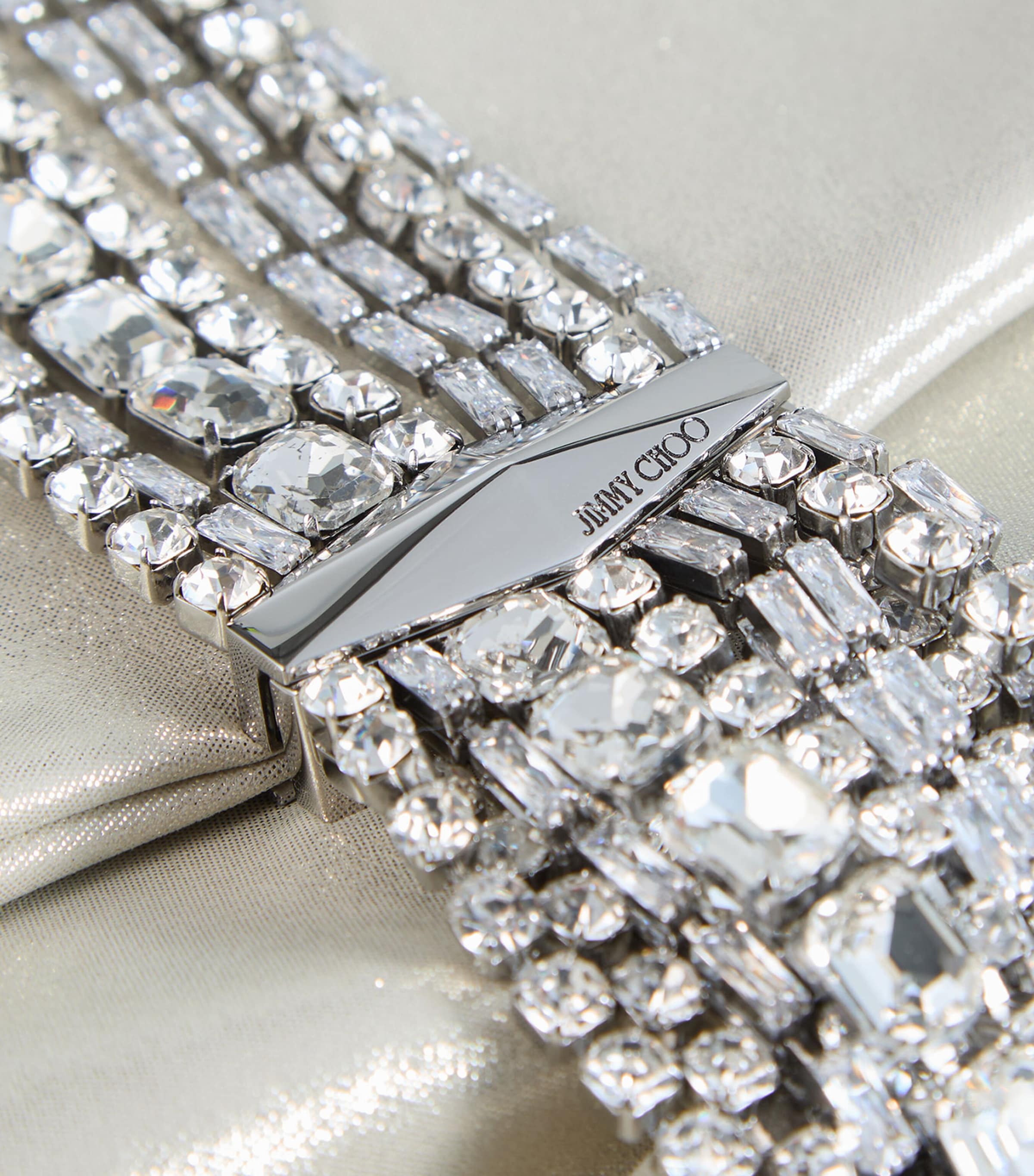 Zandra Leather Embellished Clutch Bag LIGHT SOFT GOLD/CRYS Image 3