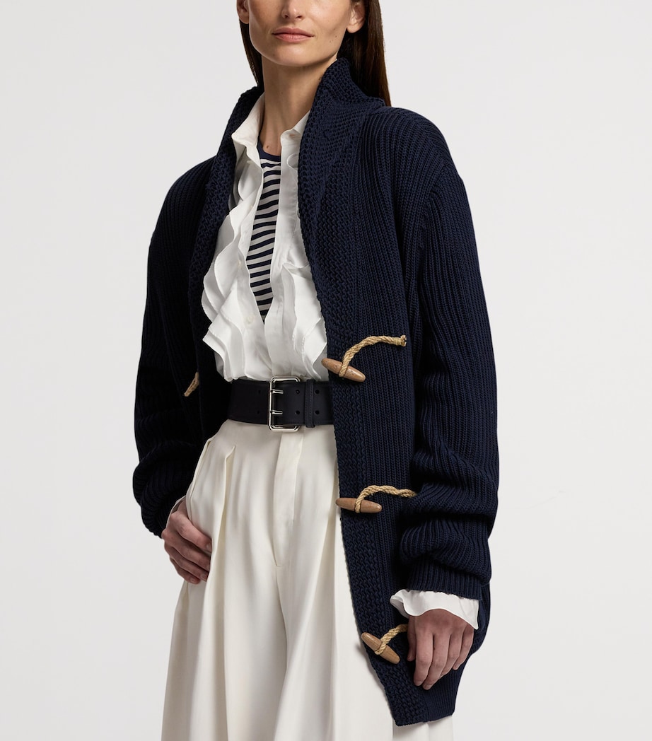 Cotton-Silk Shawl Collar Cardigan NAVY-410 Image 8