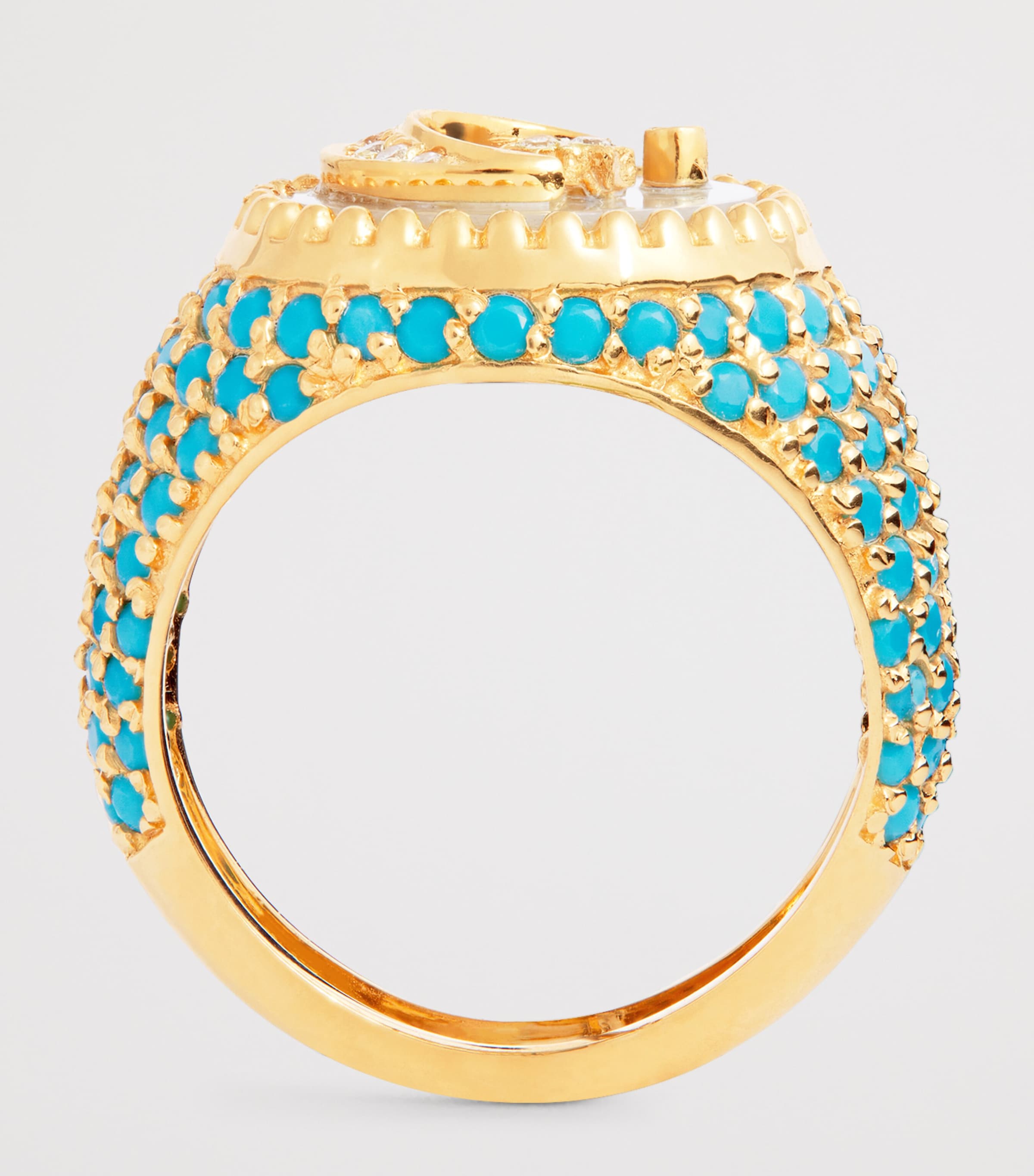 Yellow Gold, Diamond and Turquoise Moonlight Ring YELLOW GOLD Image 3