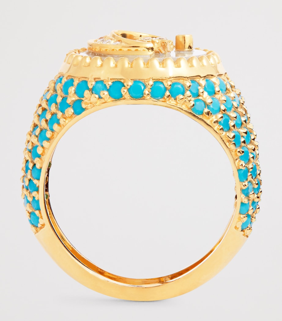 Yellow Gold, Diamond and Turquoise Moonlight Ring YELLOW GOLD Image 3