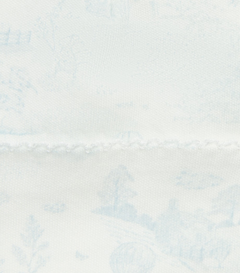 Marie-Chantal Pima Cotton Toile De Jouy Delani Hat and Mittens Set Mc Blue Image 3
