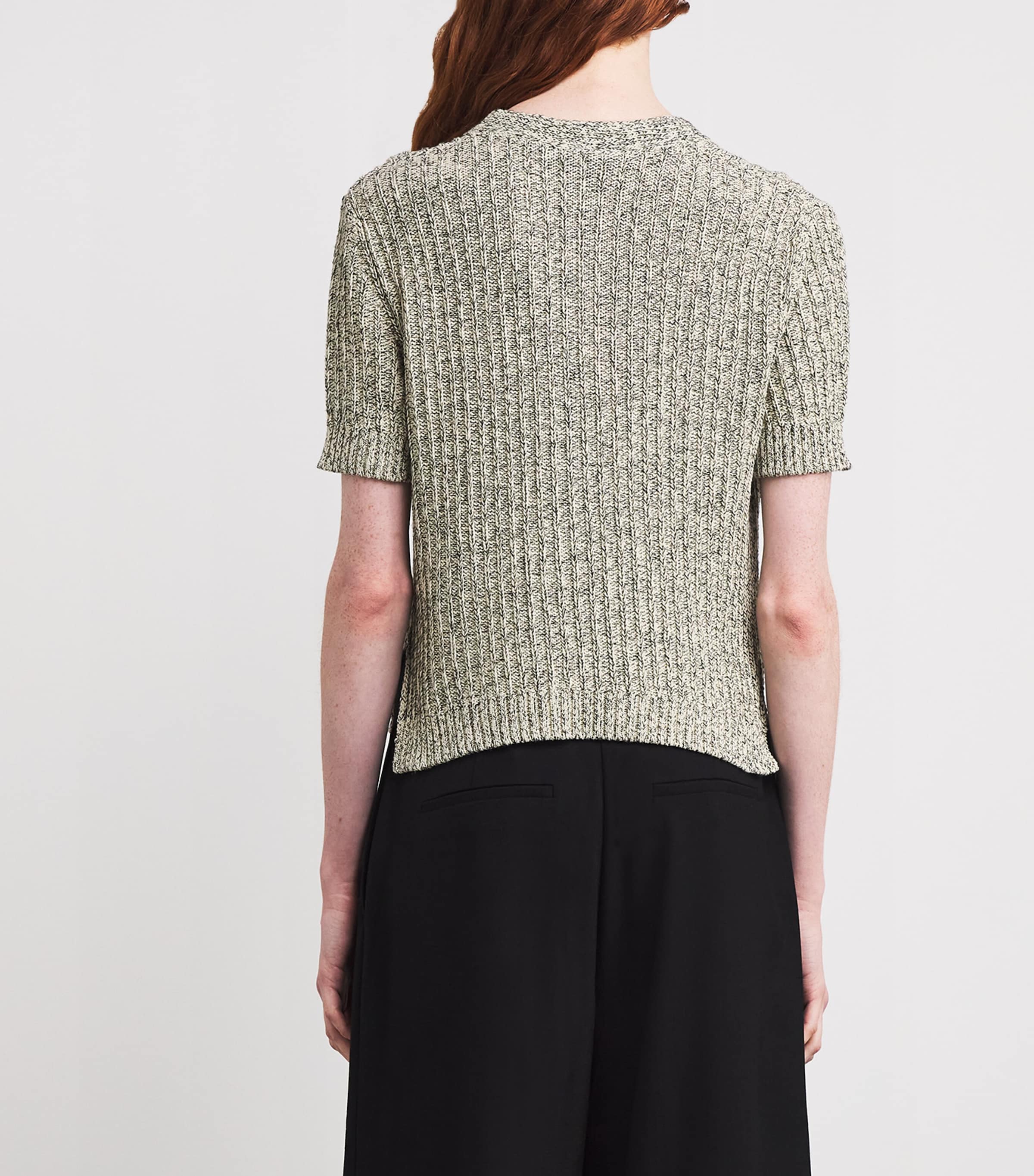 Ribbed Short-Sleeve Cardigan MILK Image 4
