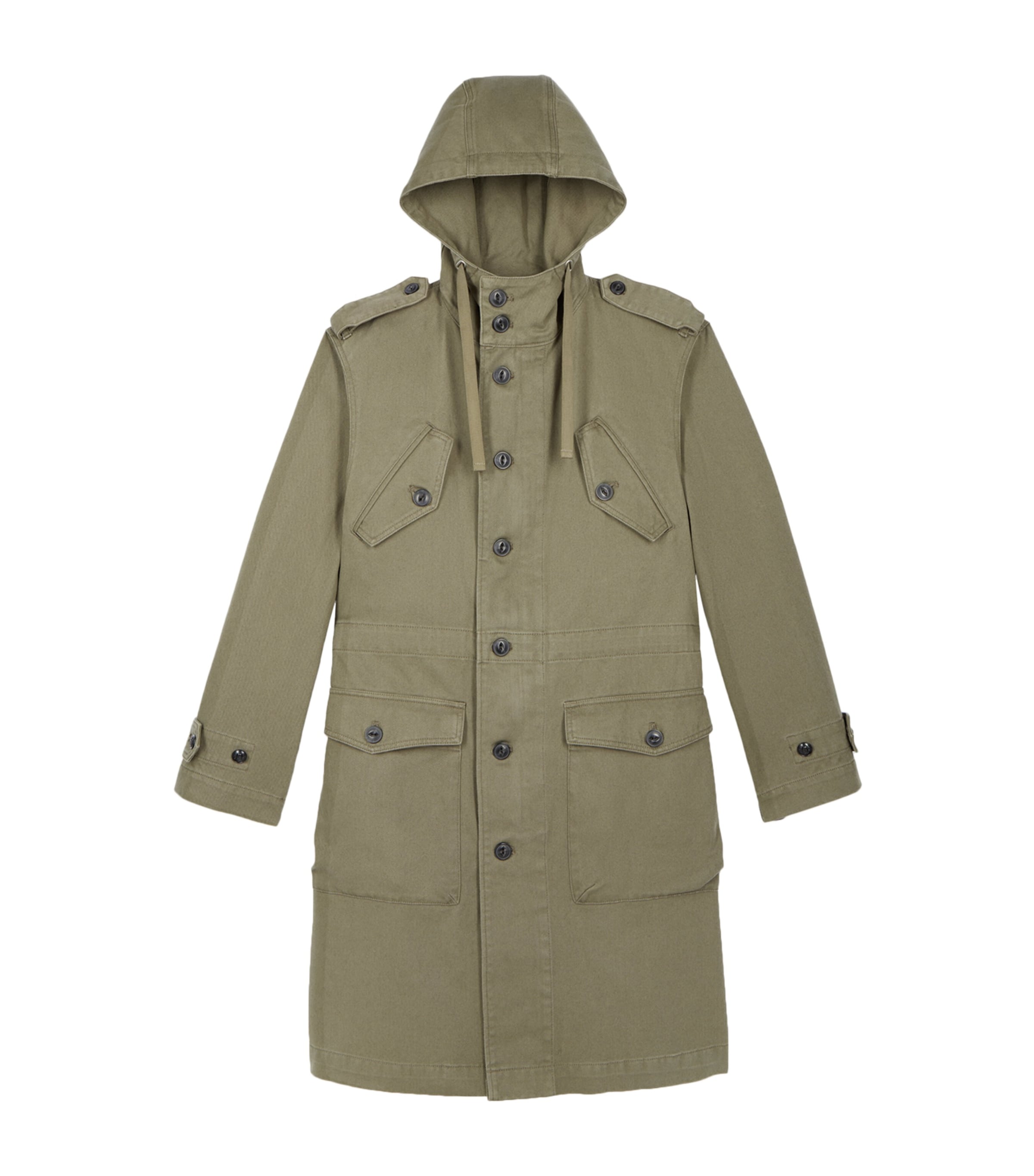 Shop The Kooples Cotton Hooded Parka In Green