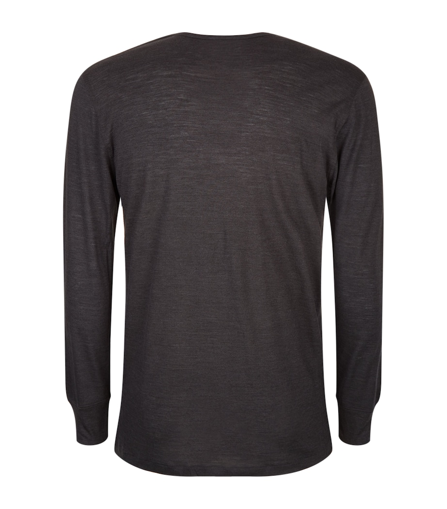 Wool and Silk Long-Sleeved Top GREY Image 3