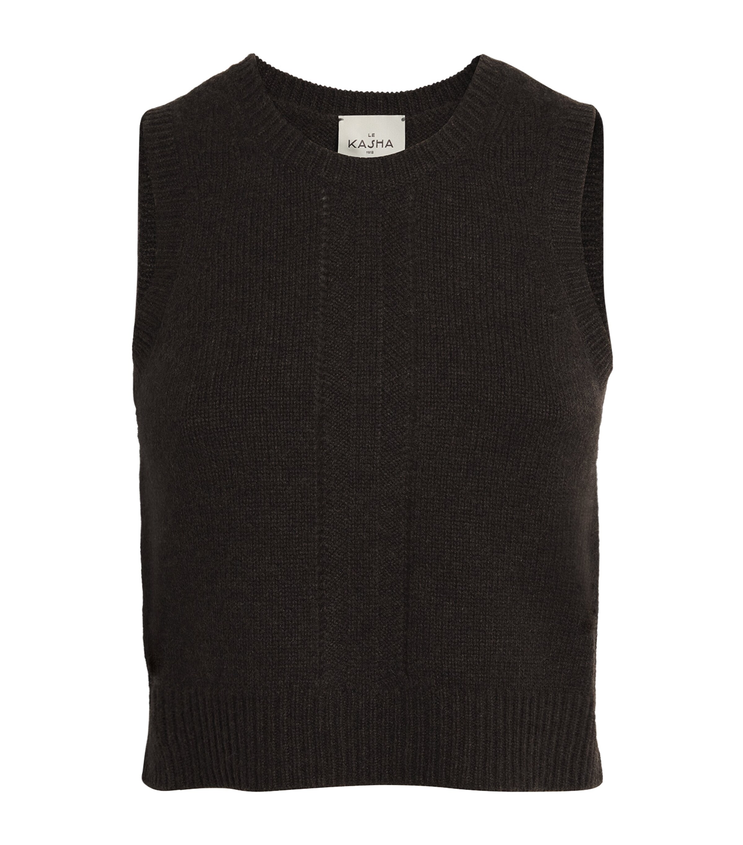 Le Kasha Womens Organic Cashmere Cecina Sweater Vest Chocolat Image 1