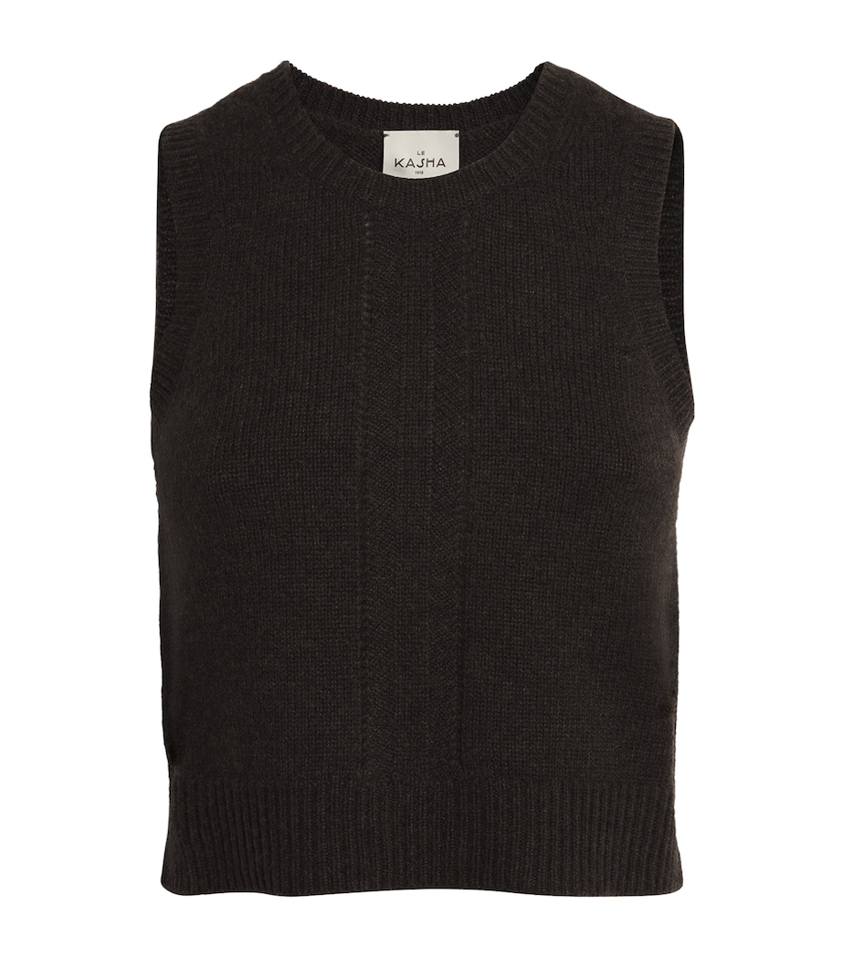 Le Kasha Womens Organic Cashmere Cecina Sweater Vest Chocolat Image 1