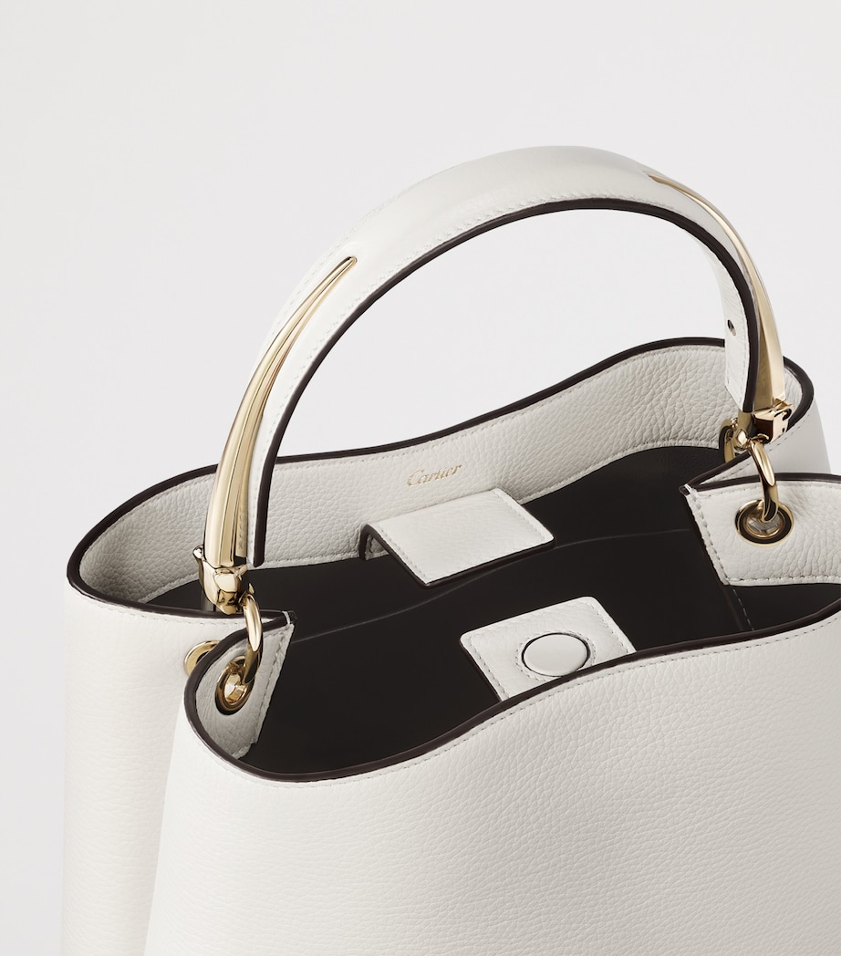 Small Leather Panthère de Cartier Top-Handle Bag WHITE Image 6