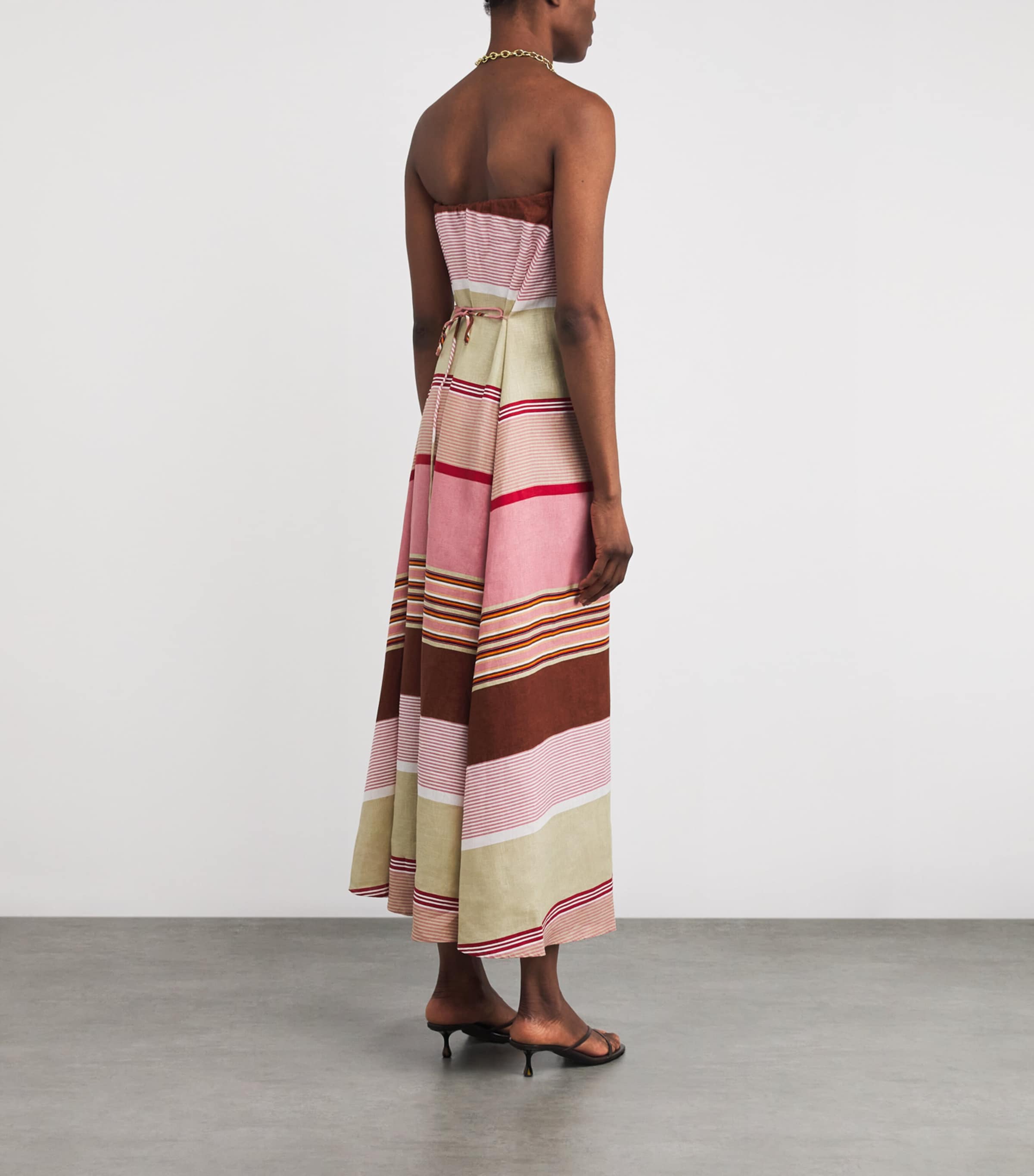 Faithfull the Brand Womens Linen Stripe Yolina Maxi Dress Brrgn Strpe Dsty Mve Image 3