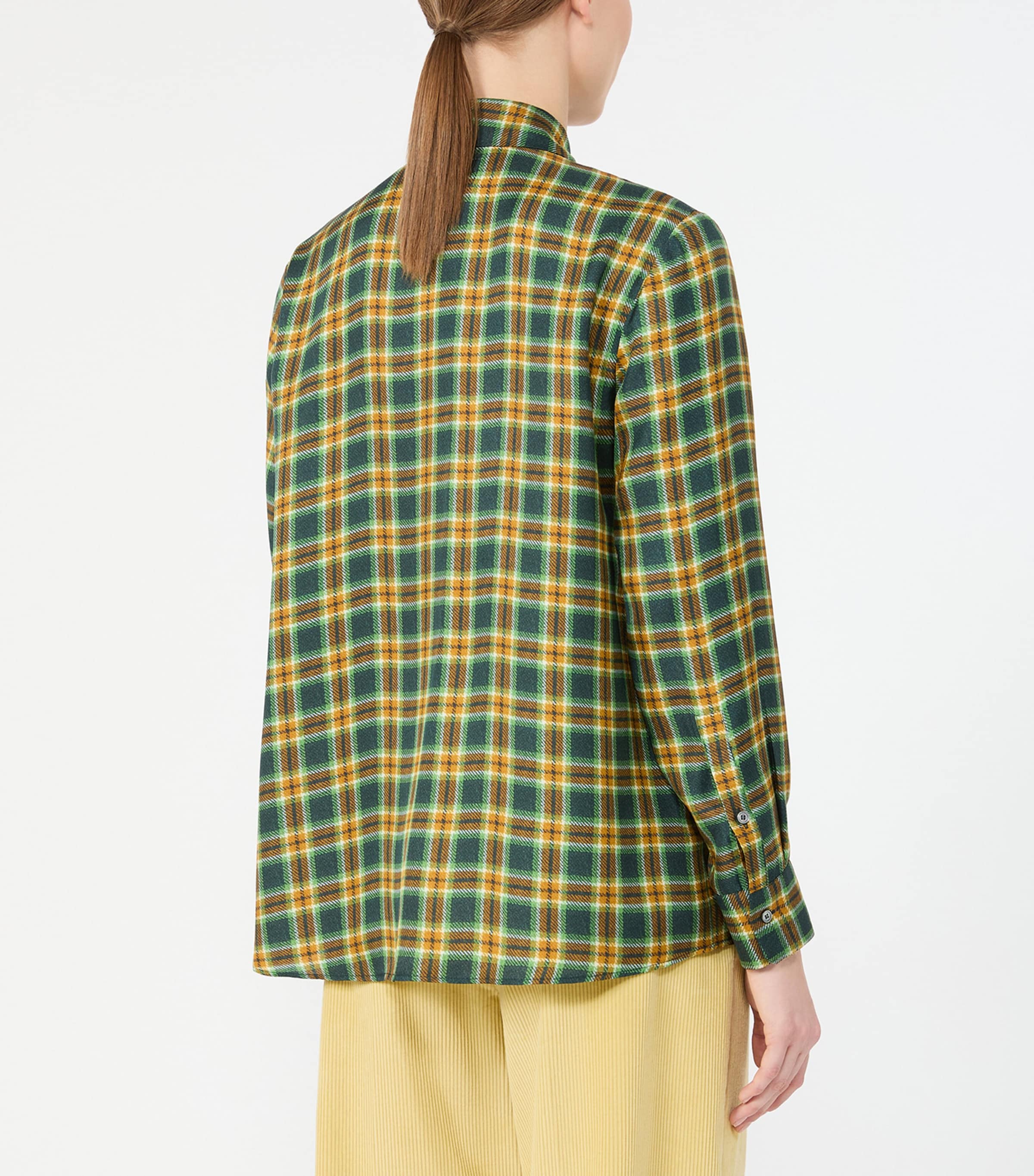 Weekend Max Mara Silk Check Shirt In Green