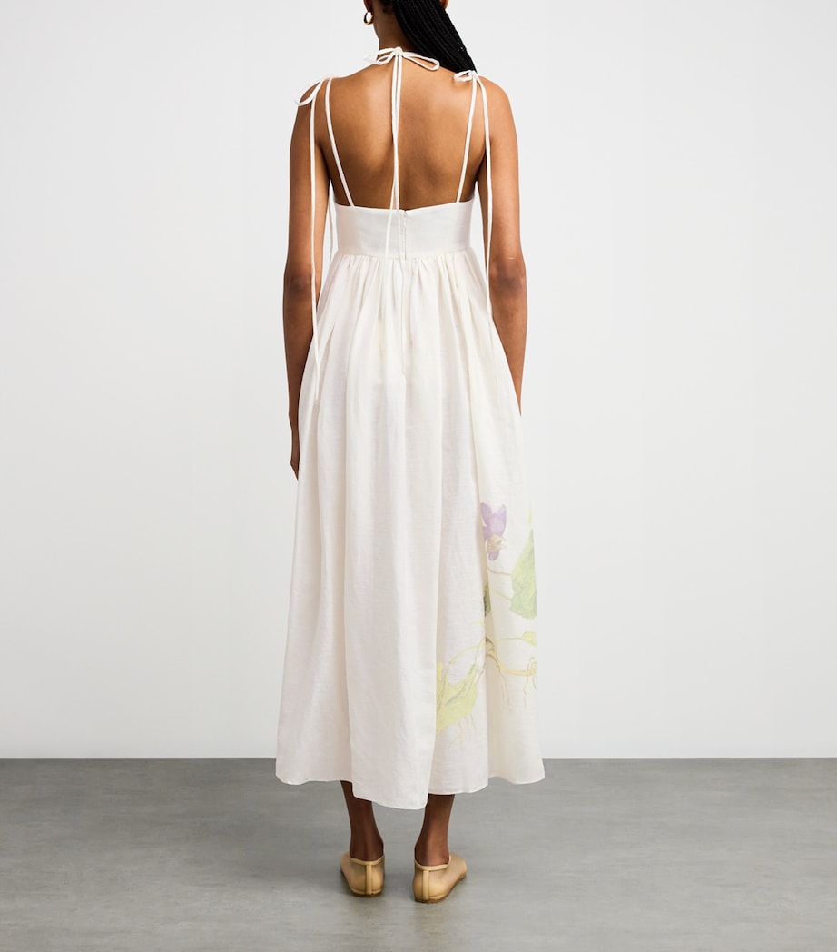 Linen Floral Maxi Dress BOTANICAL VOLT WHITE Image 3