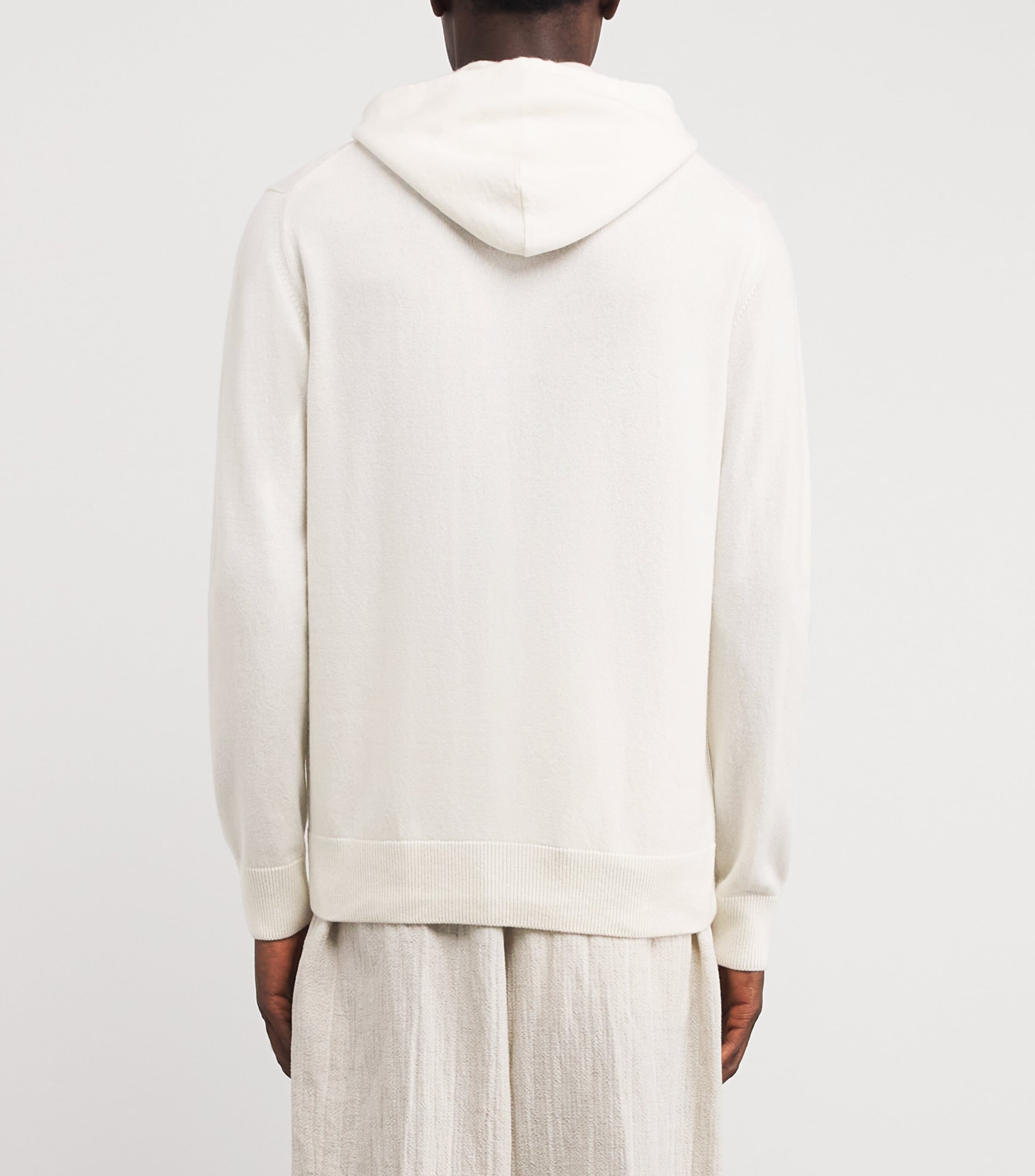 Cashmere Zip-Up Hoodie BIANCO E BEIGE Image 4