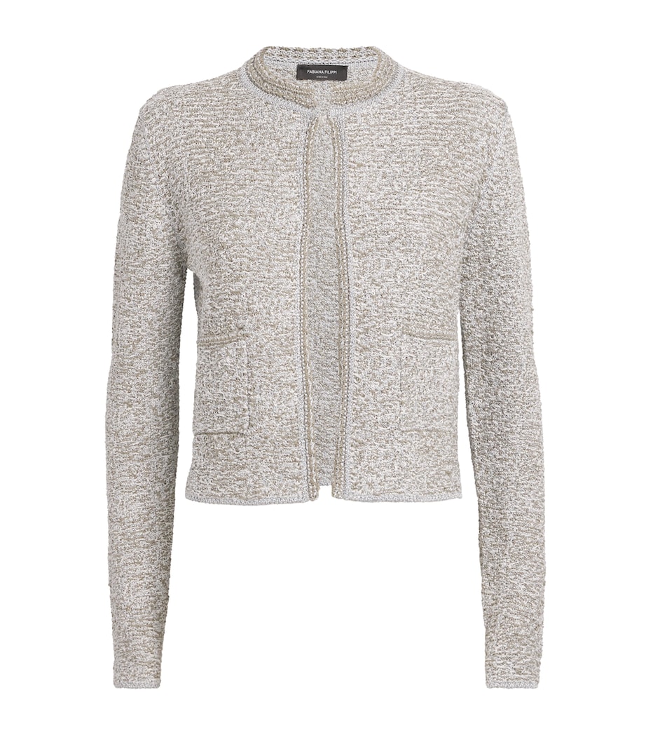 Fabiana Filippi Womens Cotton-Blend Metallic Cardigan Bianco/argilla Image 1