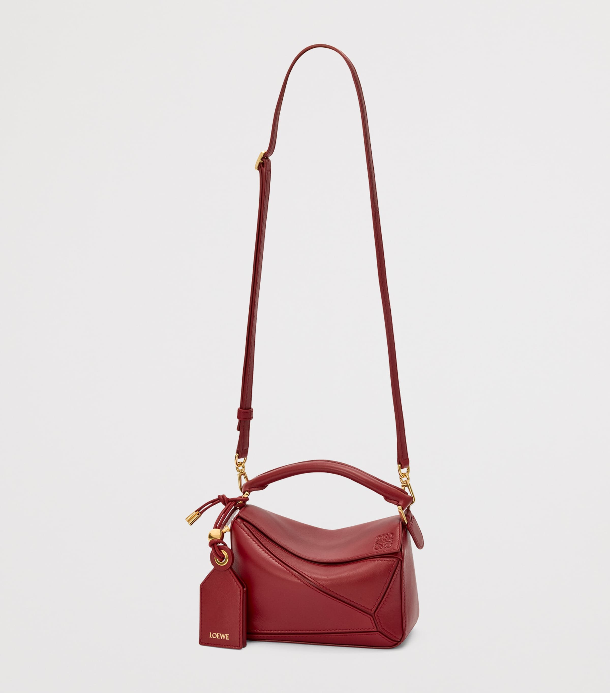 x Paula's Ibiza Mini Lambskin Puzzle Top-Handle Bag BURNT RED Image 6