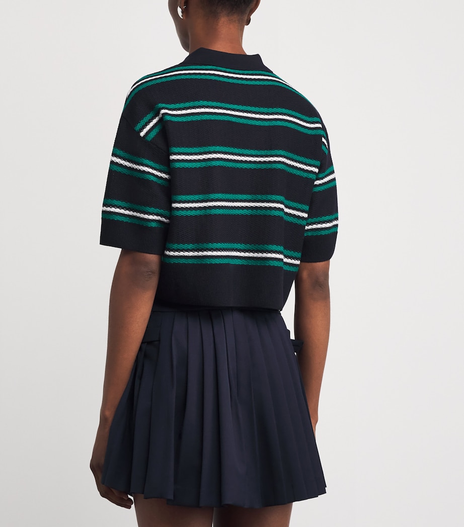 Striped Cropped Polo Sweater NAVY BLUE Image 4