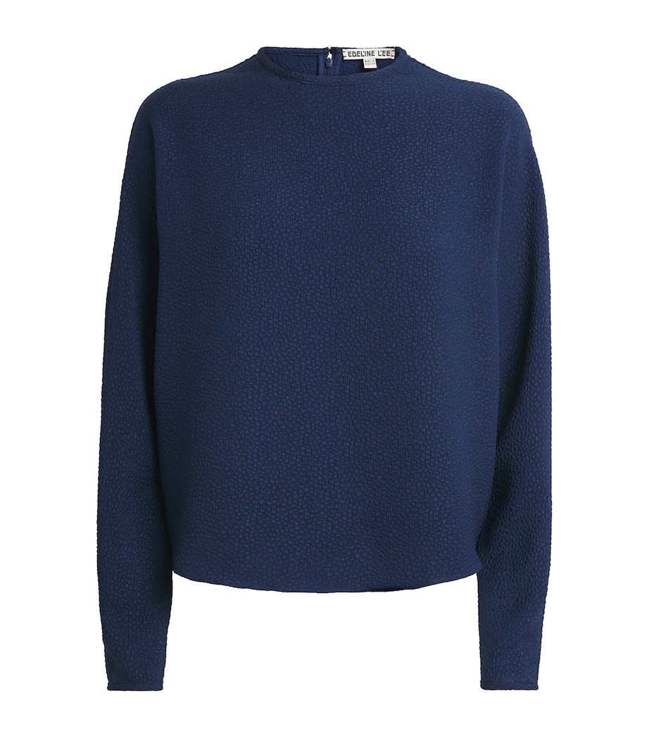 Edeline Lee Womens Jacquard Long-Sleeve Top Nav/navy Image 1