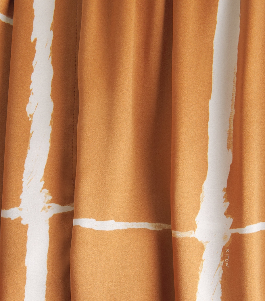 Kiton Womens Silk Printed Trousers Leather/white Image 6