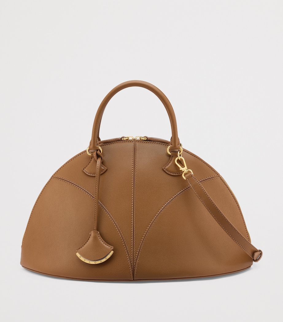 Large Leather Marquise Top-Handle Bag BROWN Image 2
