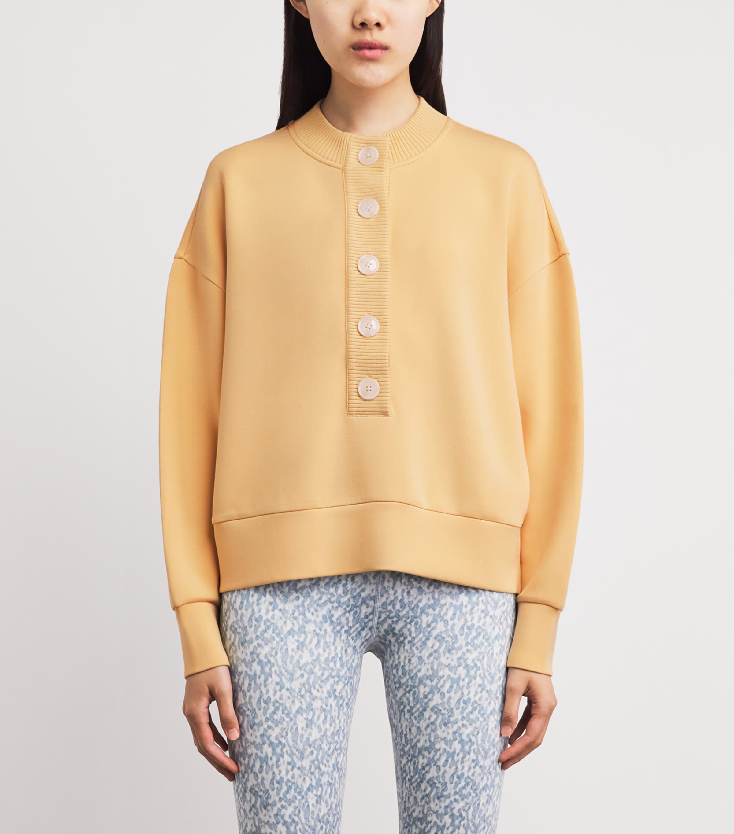 Varley Womens FreeSoft Button-Front Reena Sweatshirt Sahara Sun Image 4