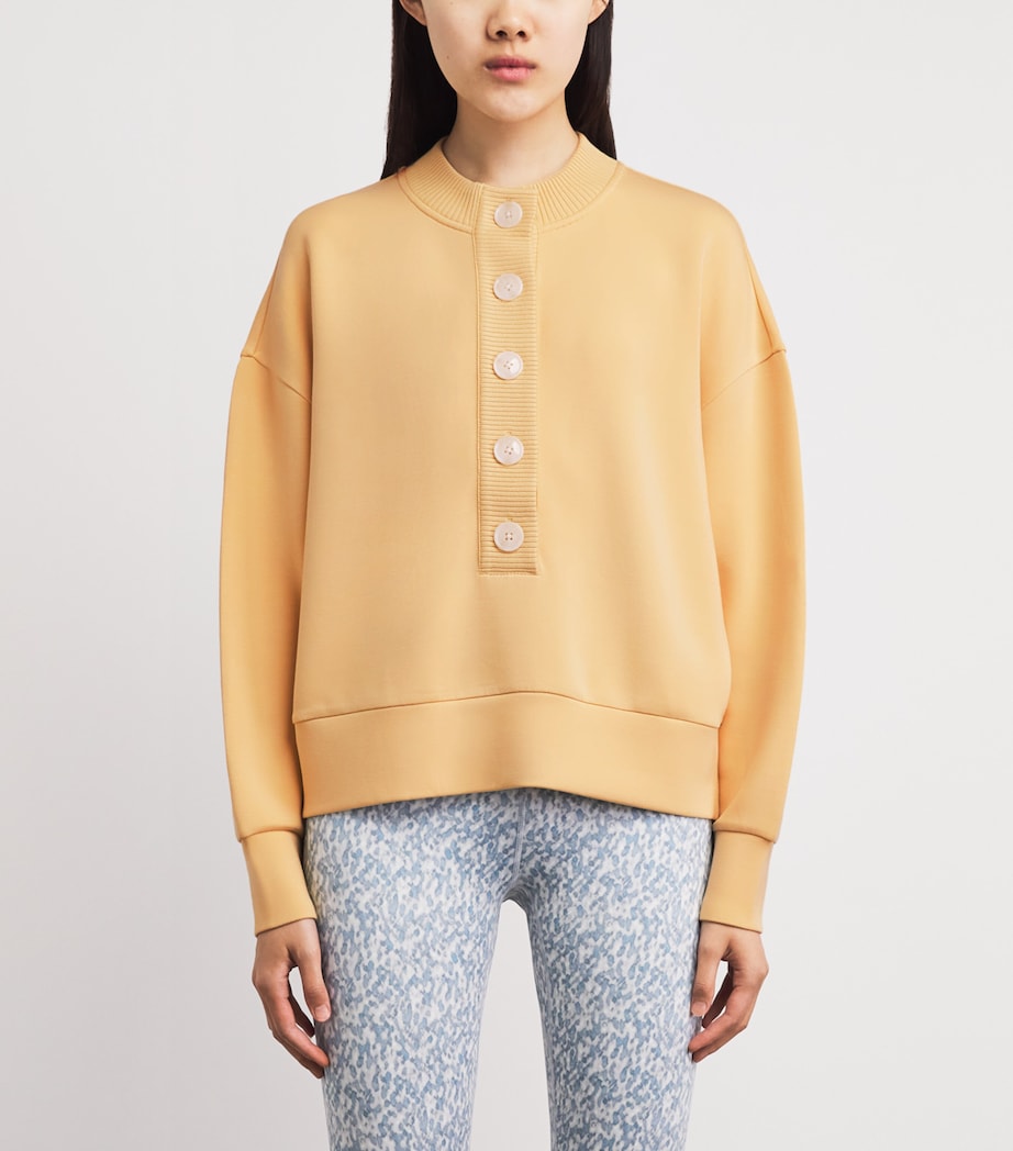 Varley Womens FreeSoft Button-Front Reena Sweatshirt Sahara Sun Image 4