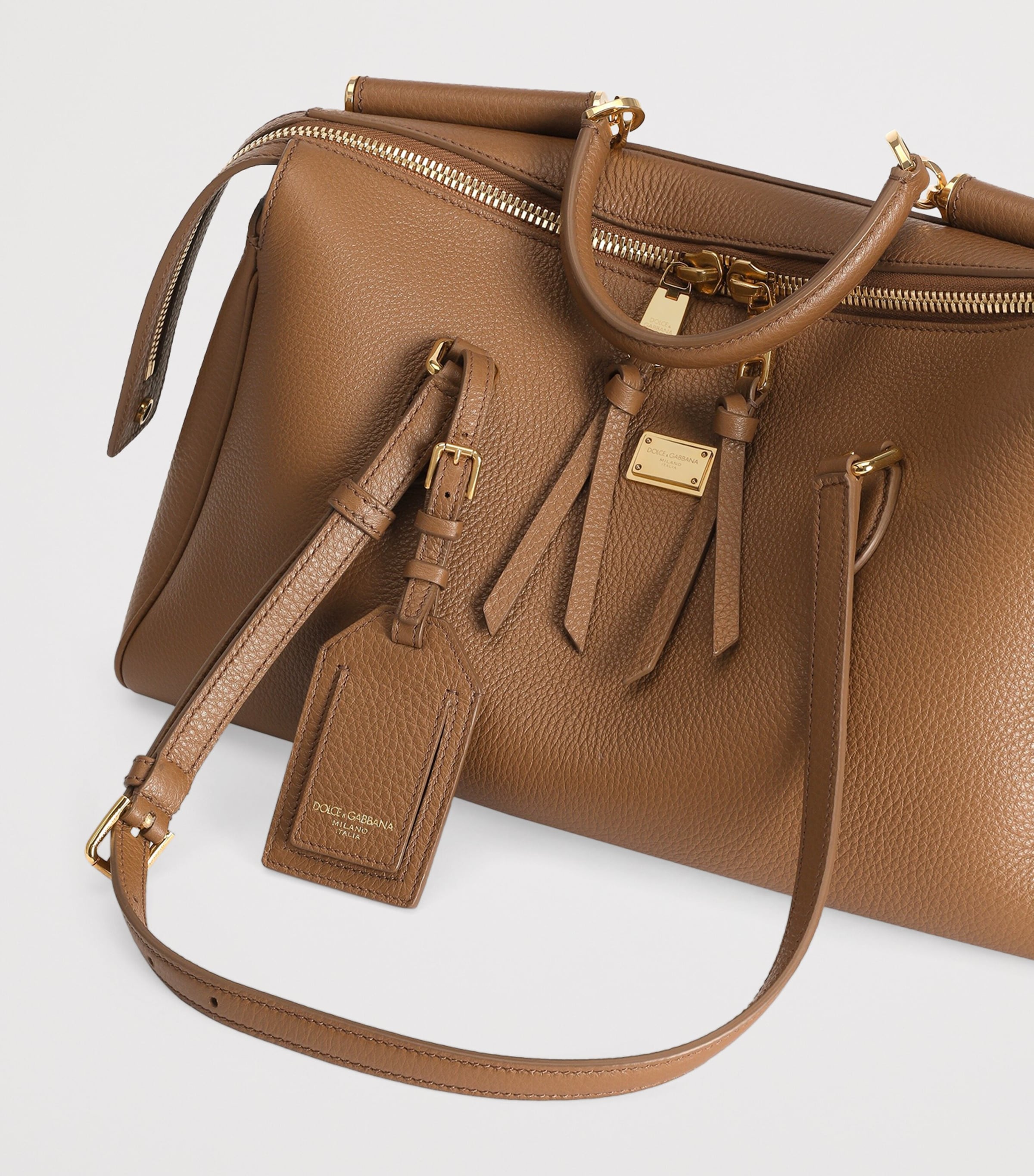 Dolce&Gabbana Calfskin Vittoria Shoulder Bag Caramello Image 7