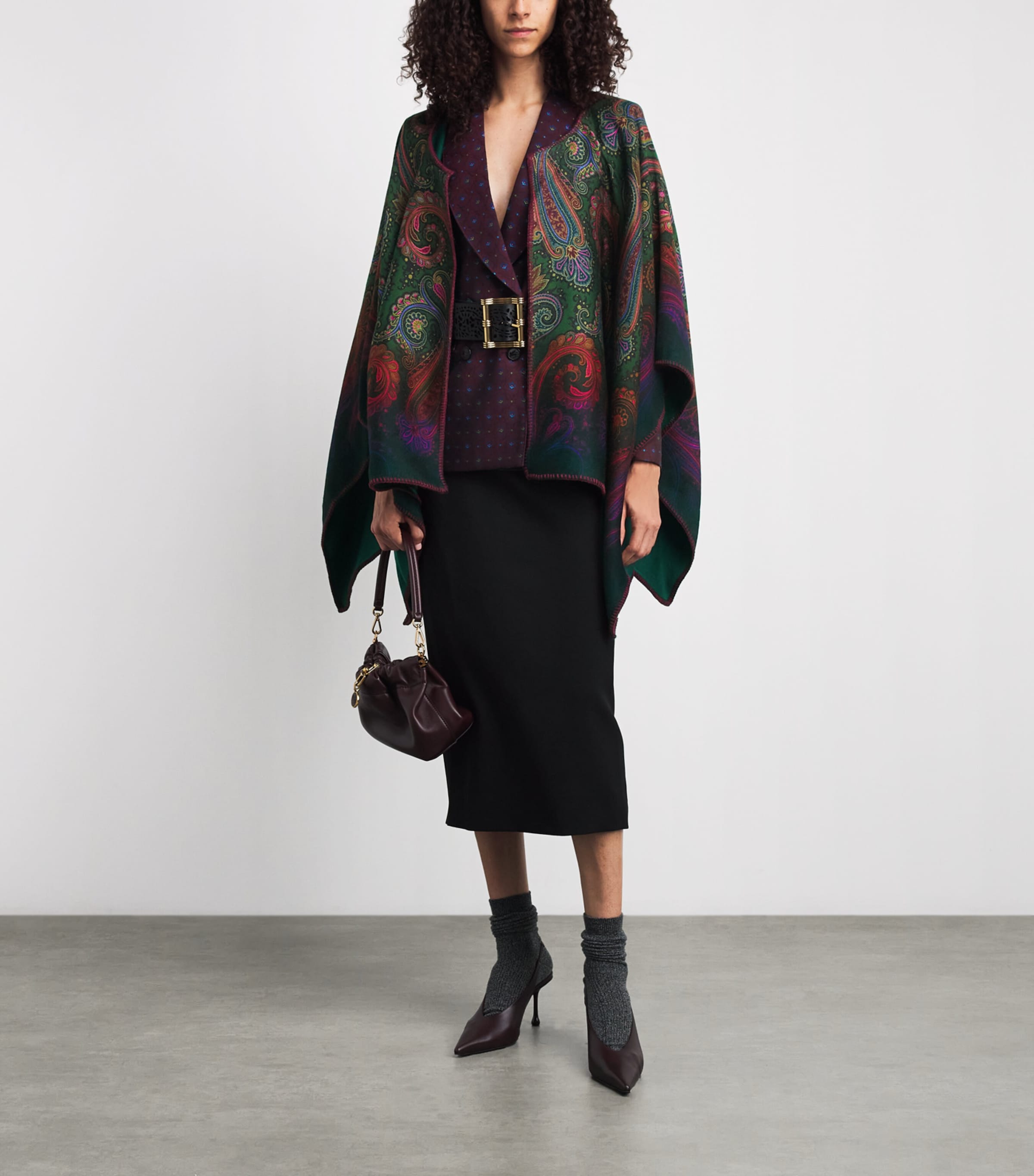 Etro Womens Wool-Blend Paisley Reversible Cardigan Green Image 2