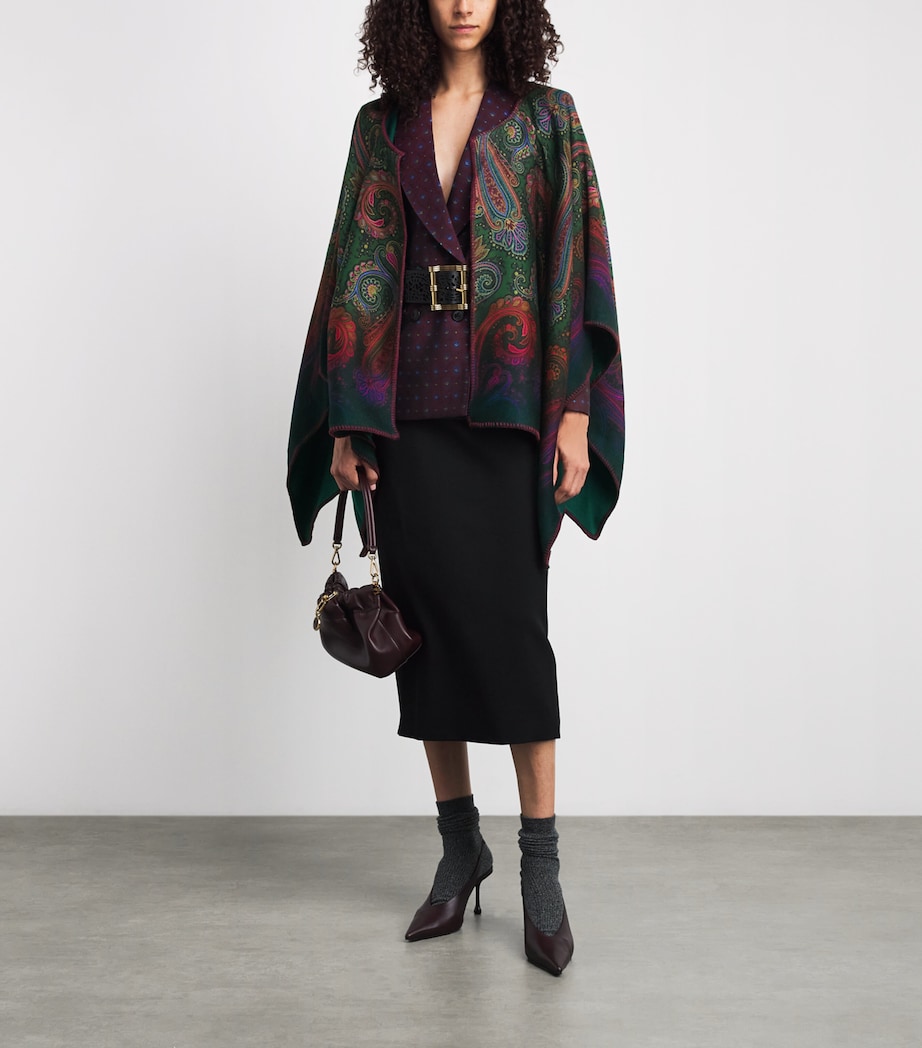 Etro Womens Wool-Blend Paisley Reversible Cardigan Green Image 2