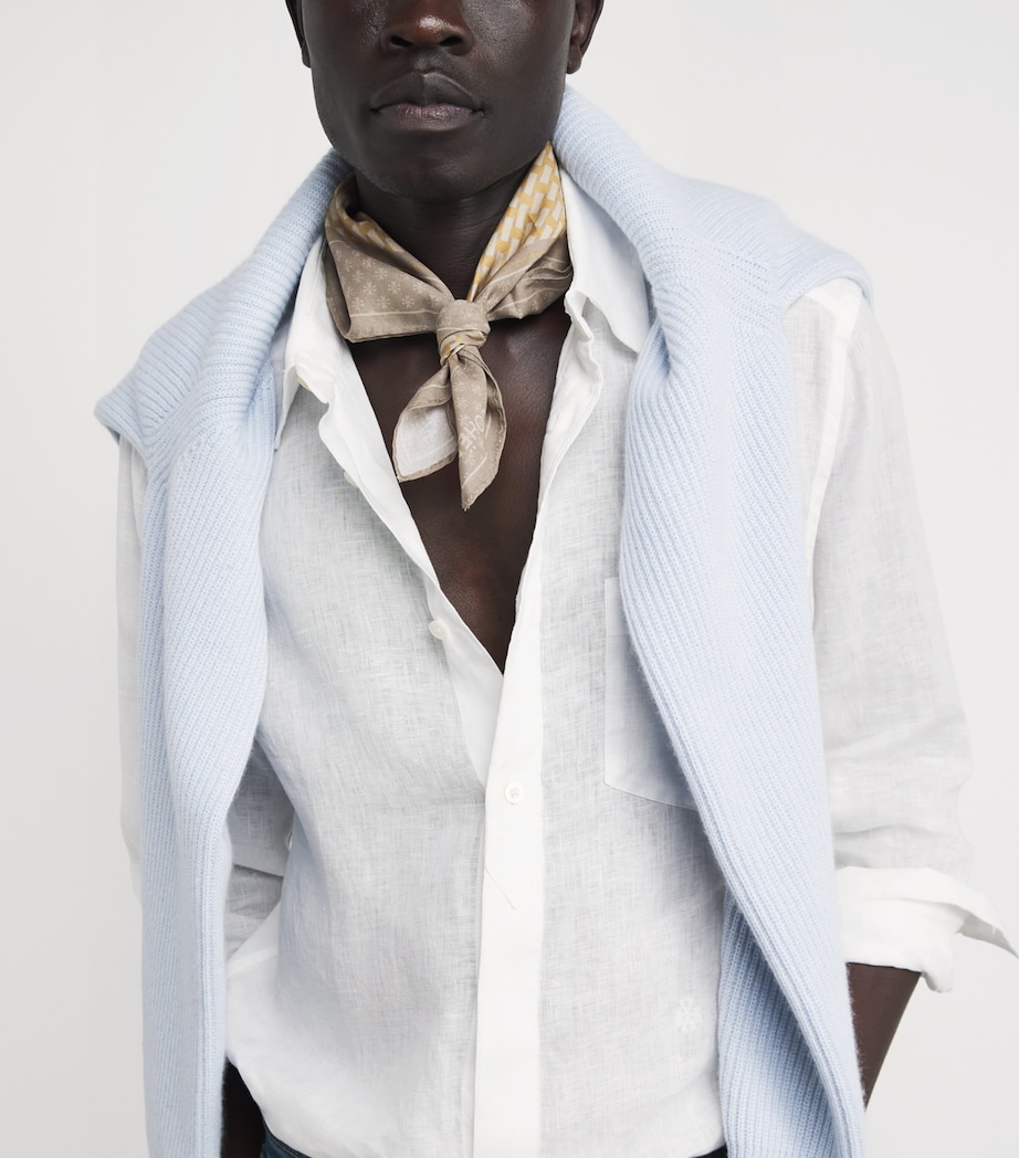 JACOB COHËN Mens Linen Long-Sleeve Shirt Optical White Image 3