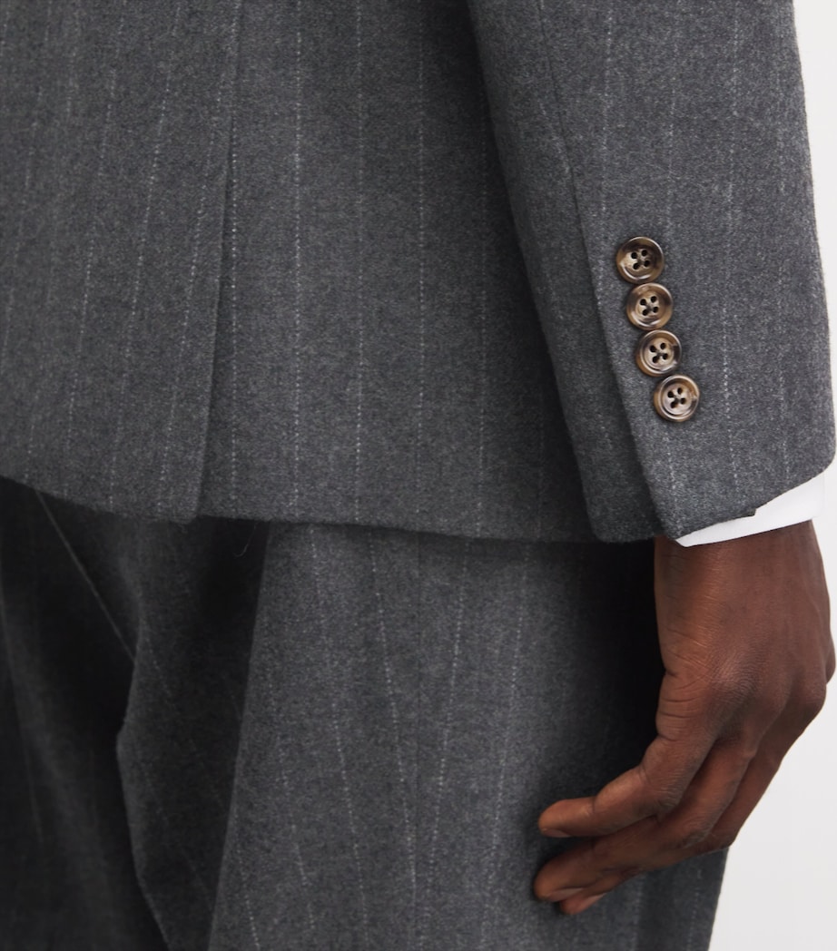 Wool Chalk-Stripe 2-Piece Suit GREY Image 8