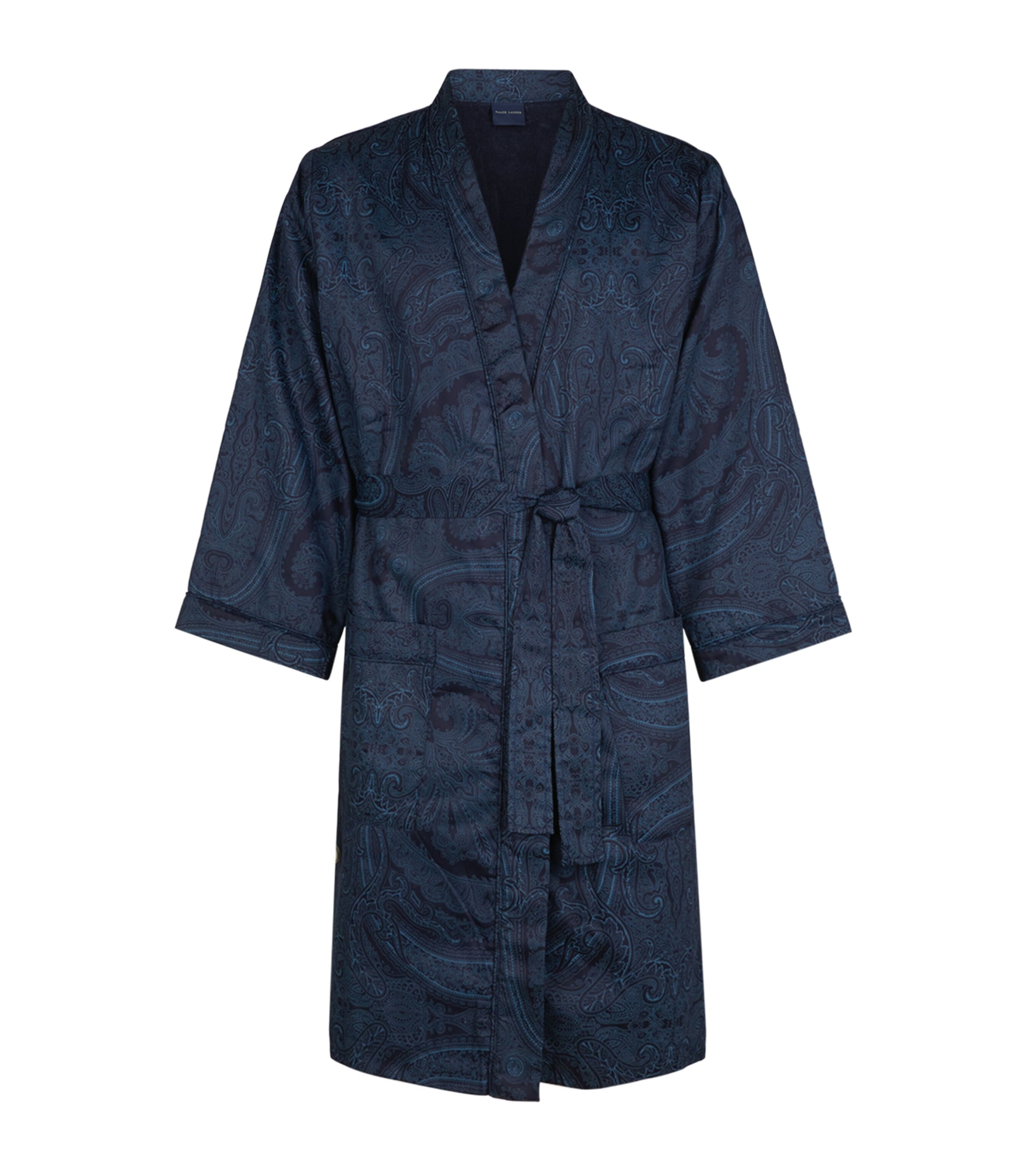 Ralph Lauren Doncaster Paisley Bath Robe In Blue