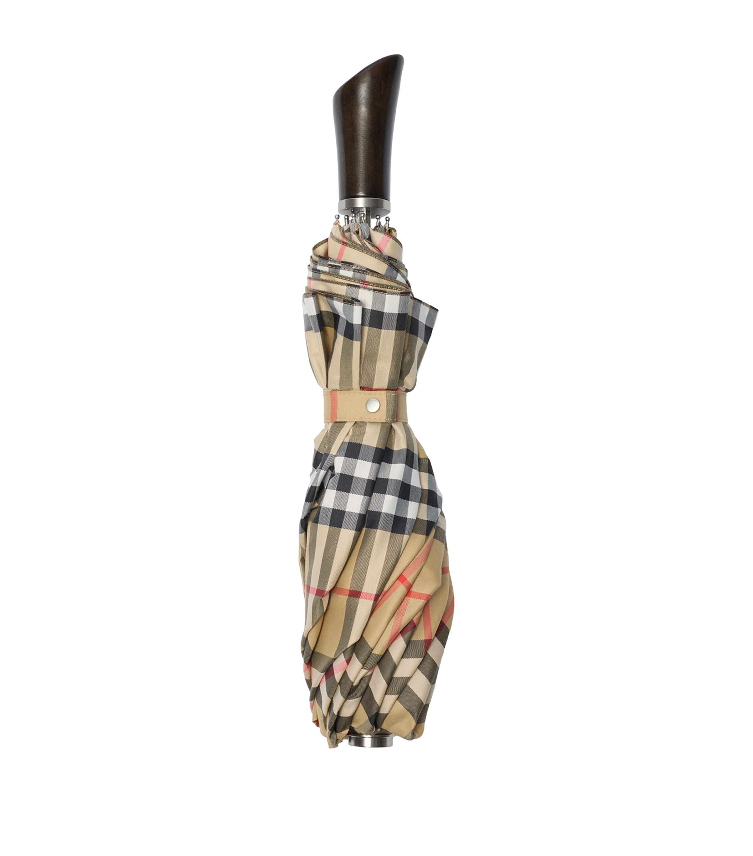 Burberry Check Folding Umbrella In Sand