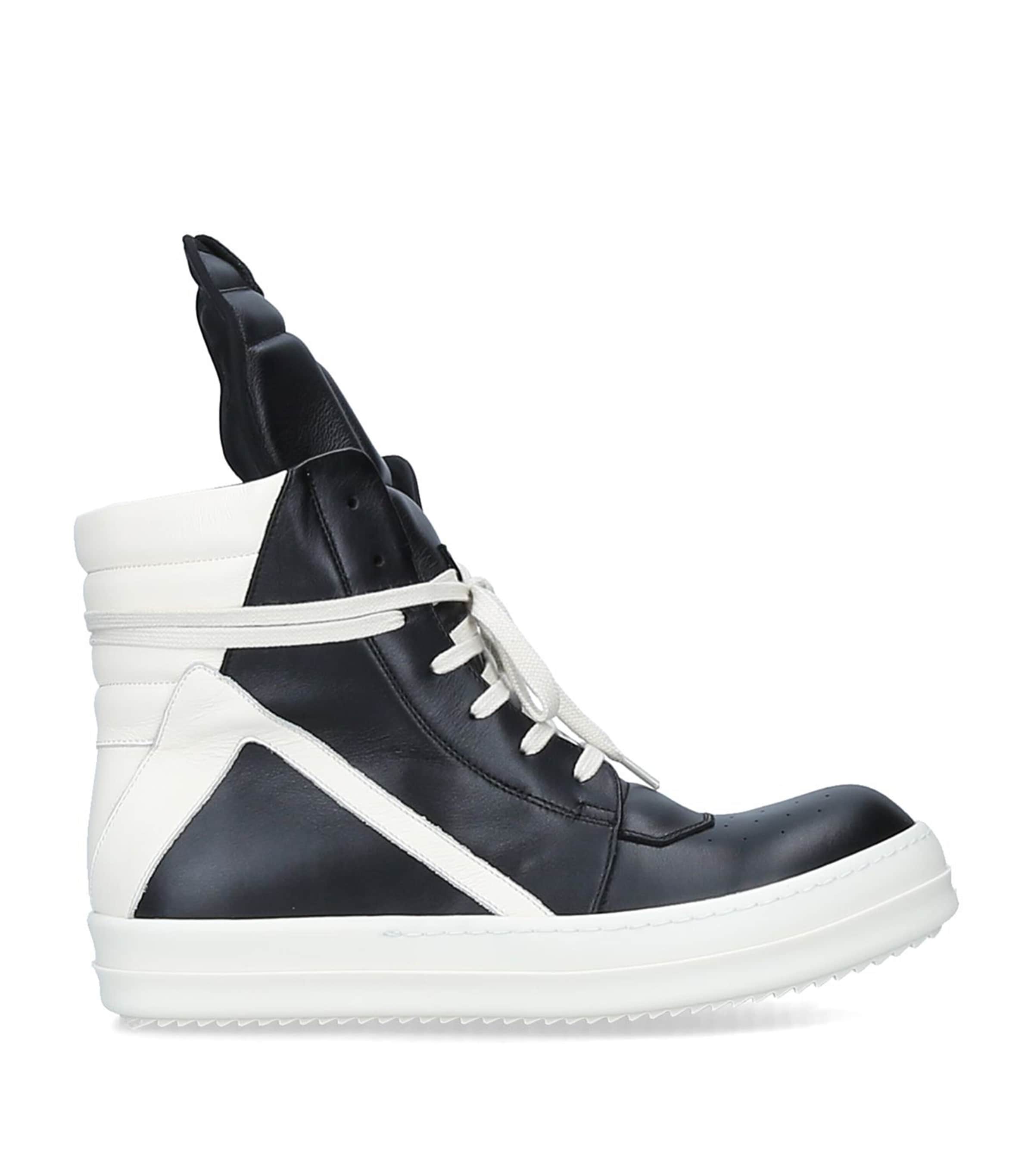 Leather Geobasket High-Top Sneakers BLK/WHITE Image 3