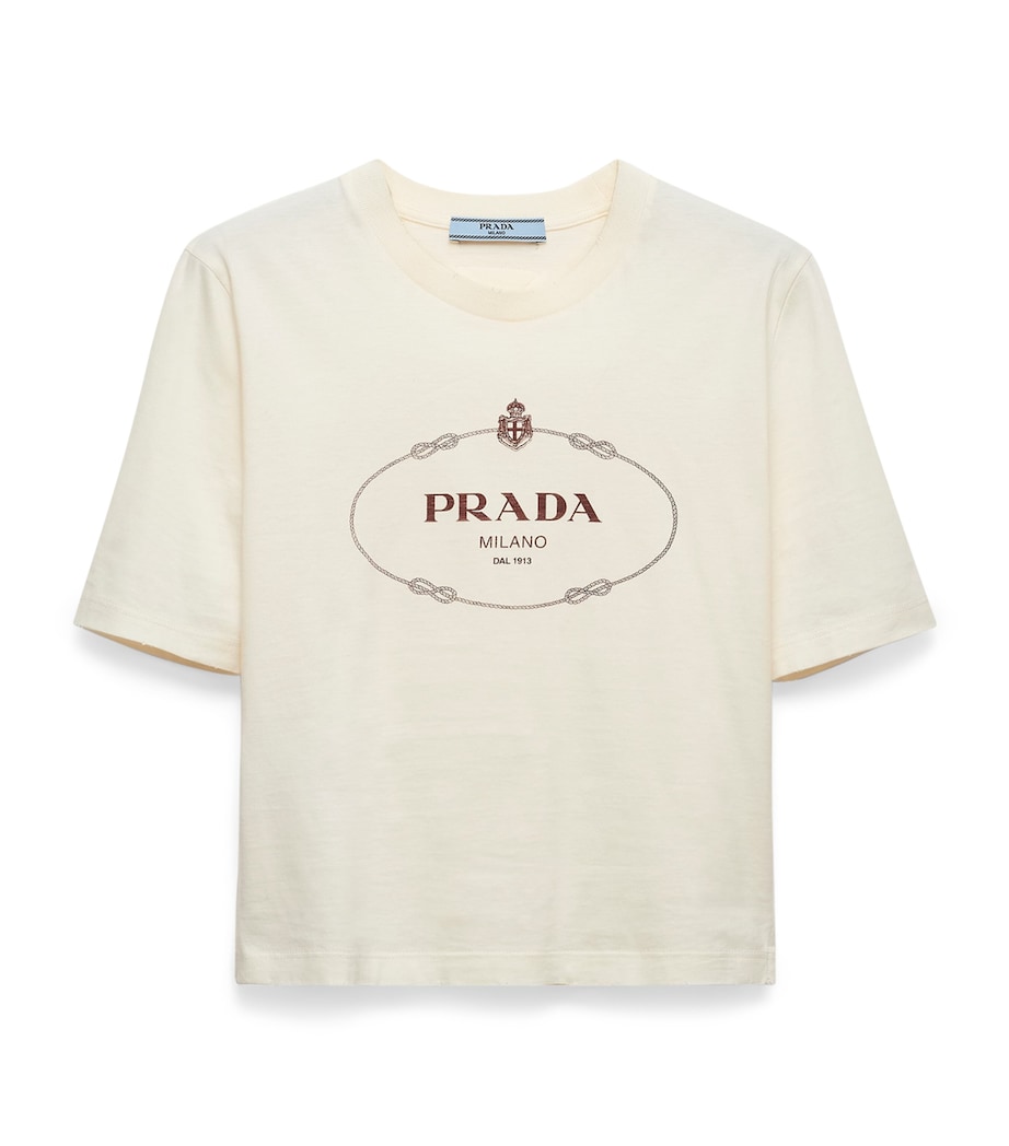 Prada Womens Cotton Savoy Logo T-Shirt Image 1