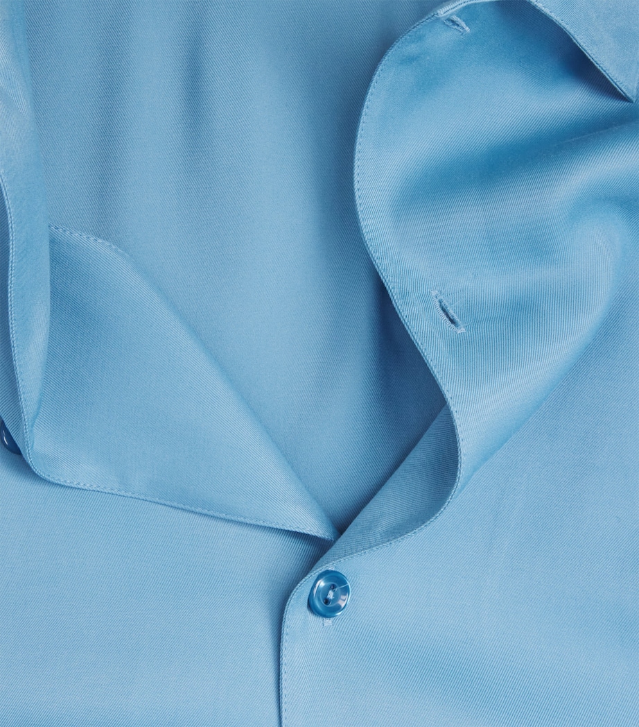 Sandro Paris Mens Loose-Fit Short-Sleeve Shirt Sky Blue Image 6