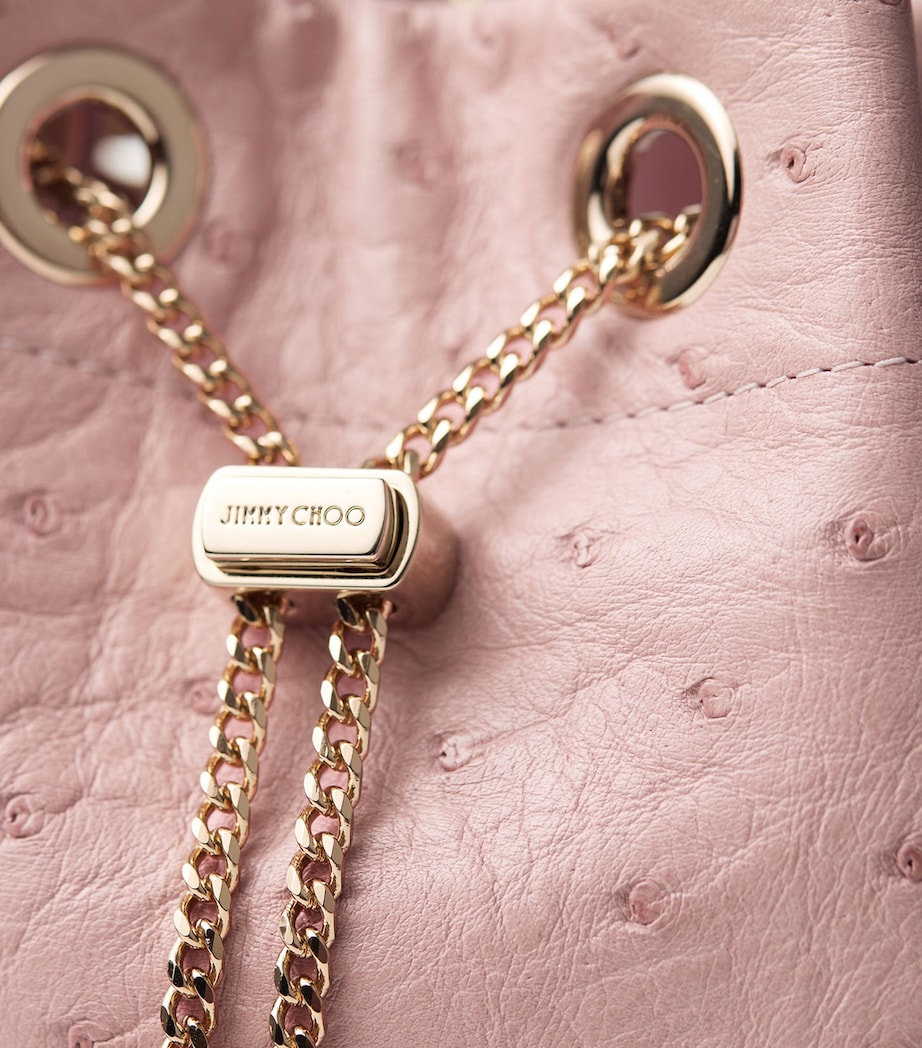 Ostrich Leather Bon Bon Top-Handle Bag ROSE/GOLD Image 3