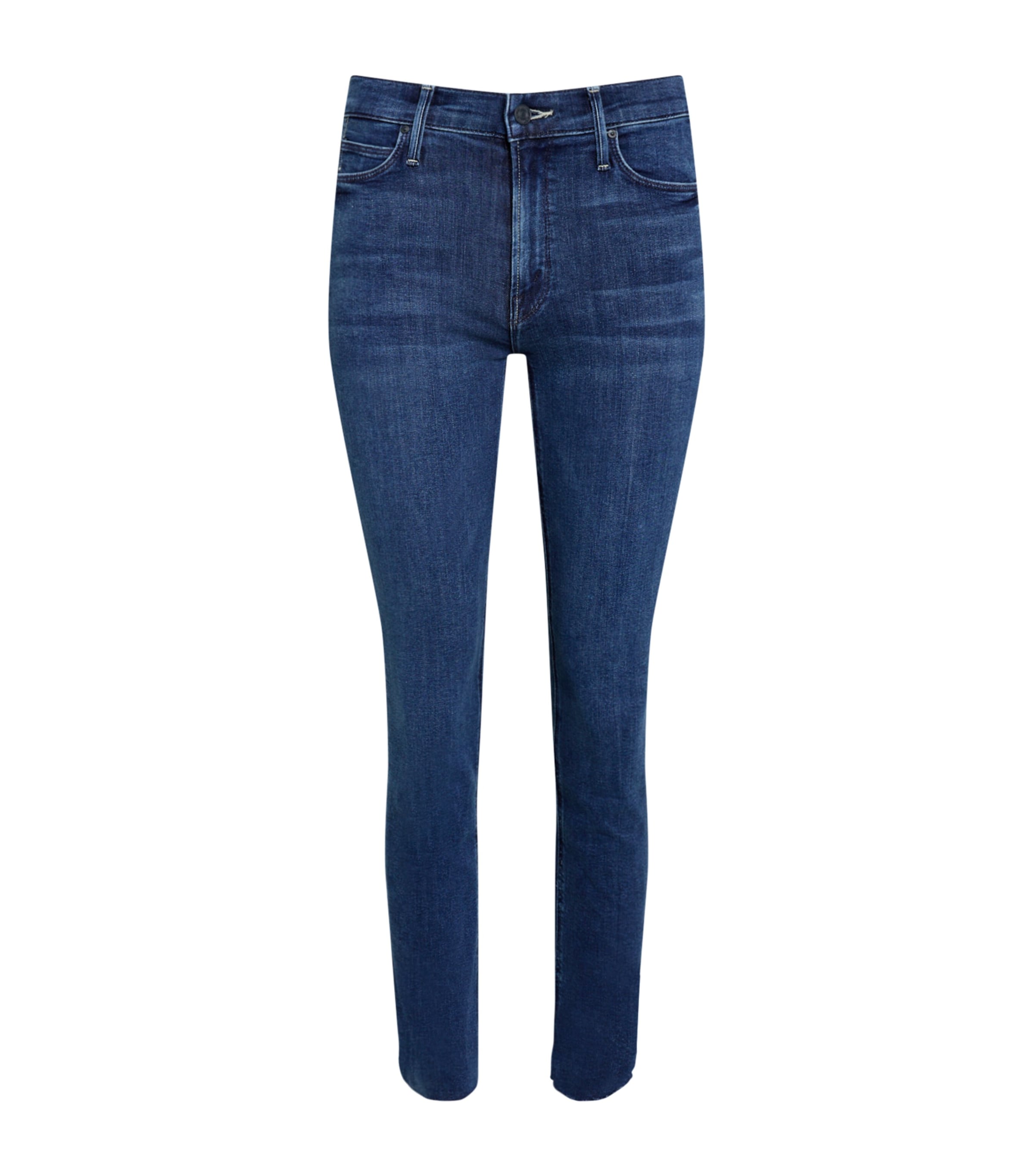 Mother The Dazzler Ankle Fray Jeans In Blue