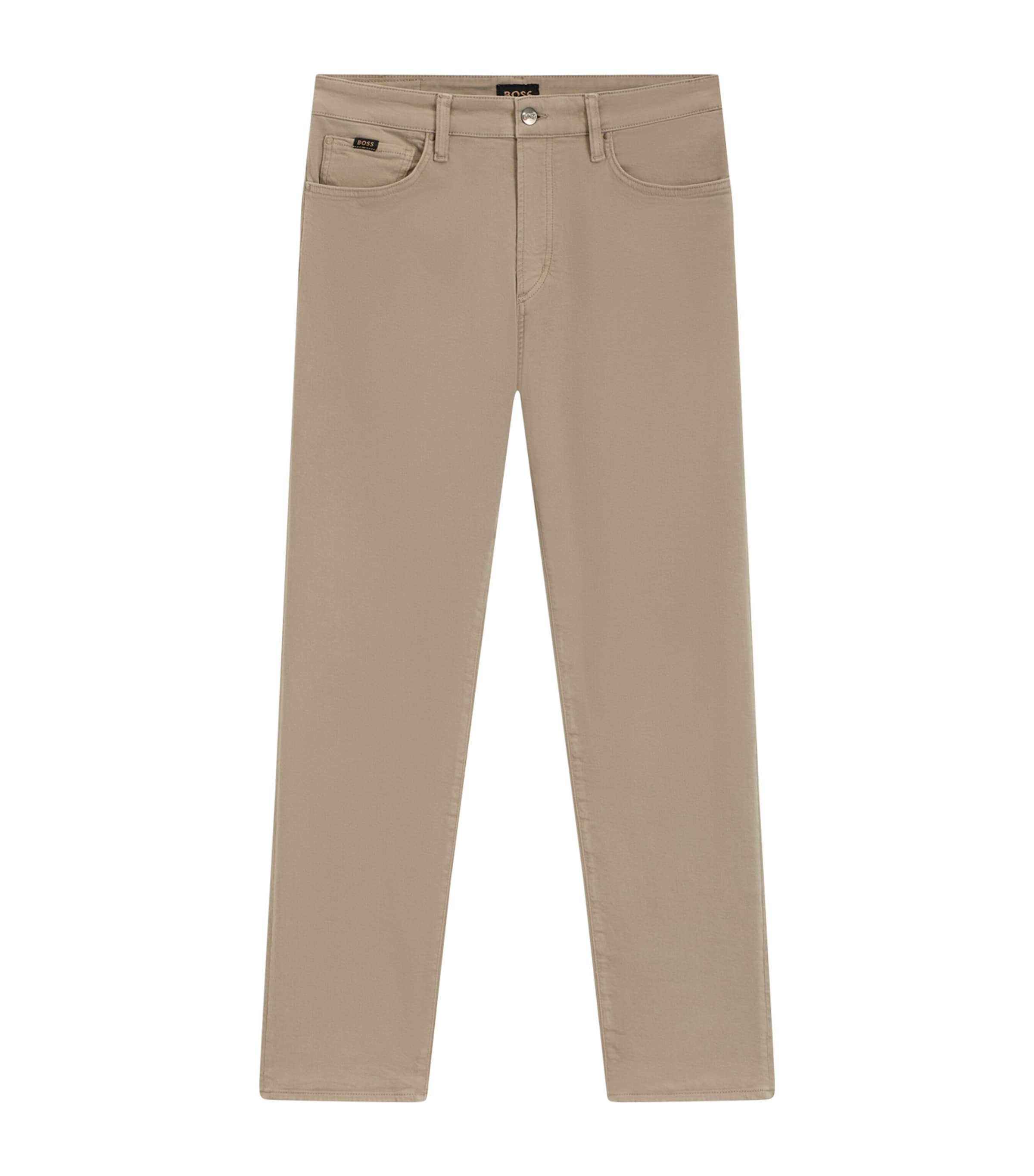 Hugo Boss Comfort-stretch Straight Fit Jeans In Brown