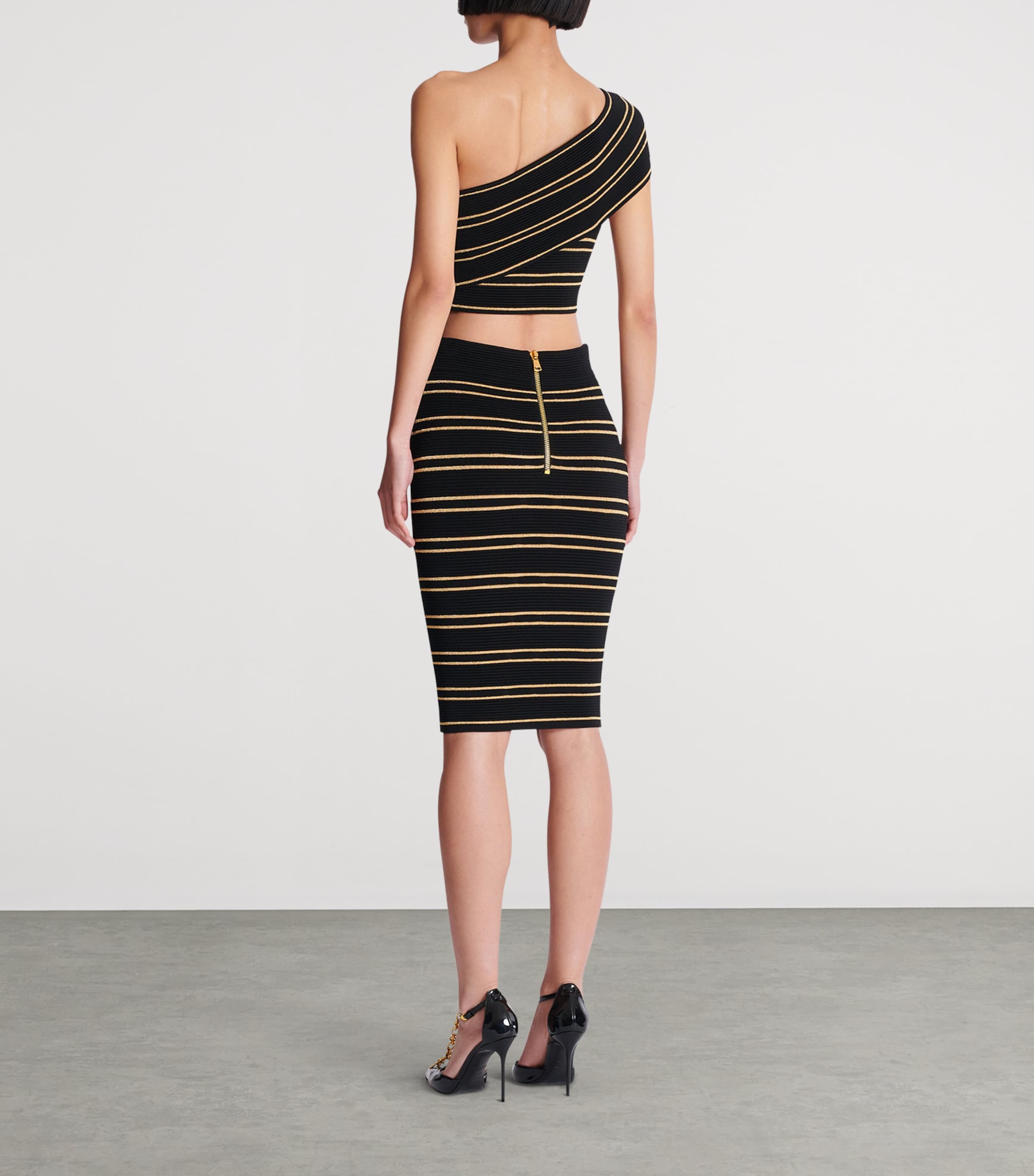 Metallic One-Shoulder Top EAD NOIR/OR Image 6