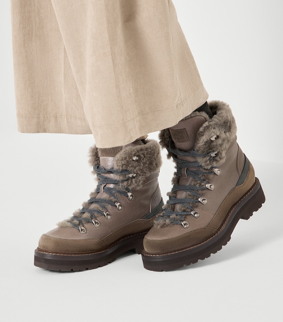 Leather Shearling-Lining Mountain Boots C1099 Image 5