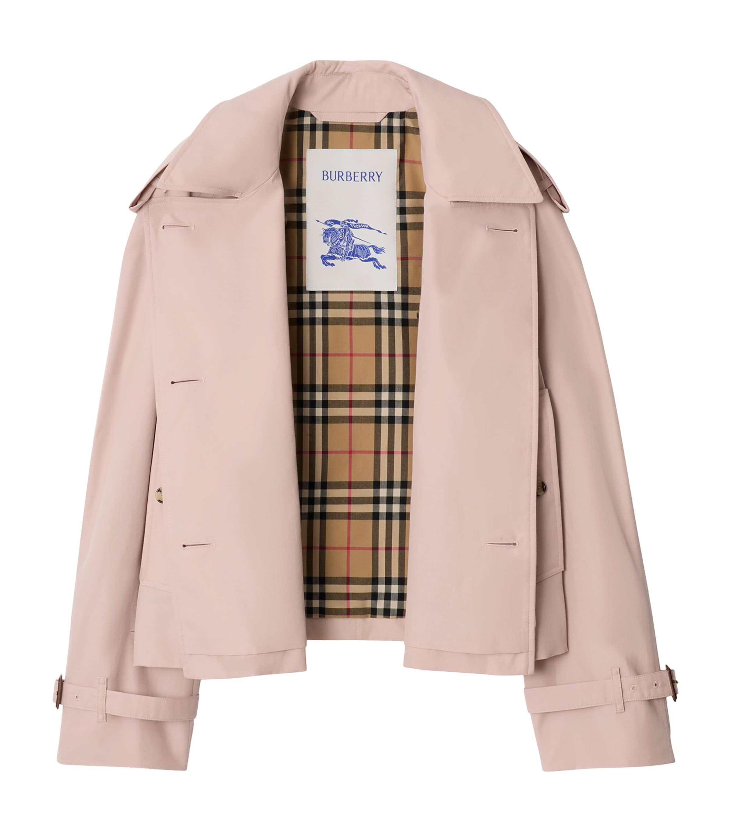 Burberry Womens Cotton Cropped Mayfair Trench Jacket Pale Sugar Pink Image 2