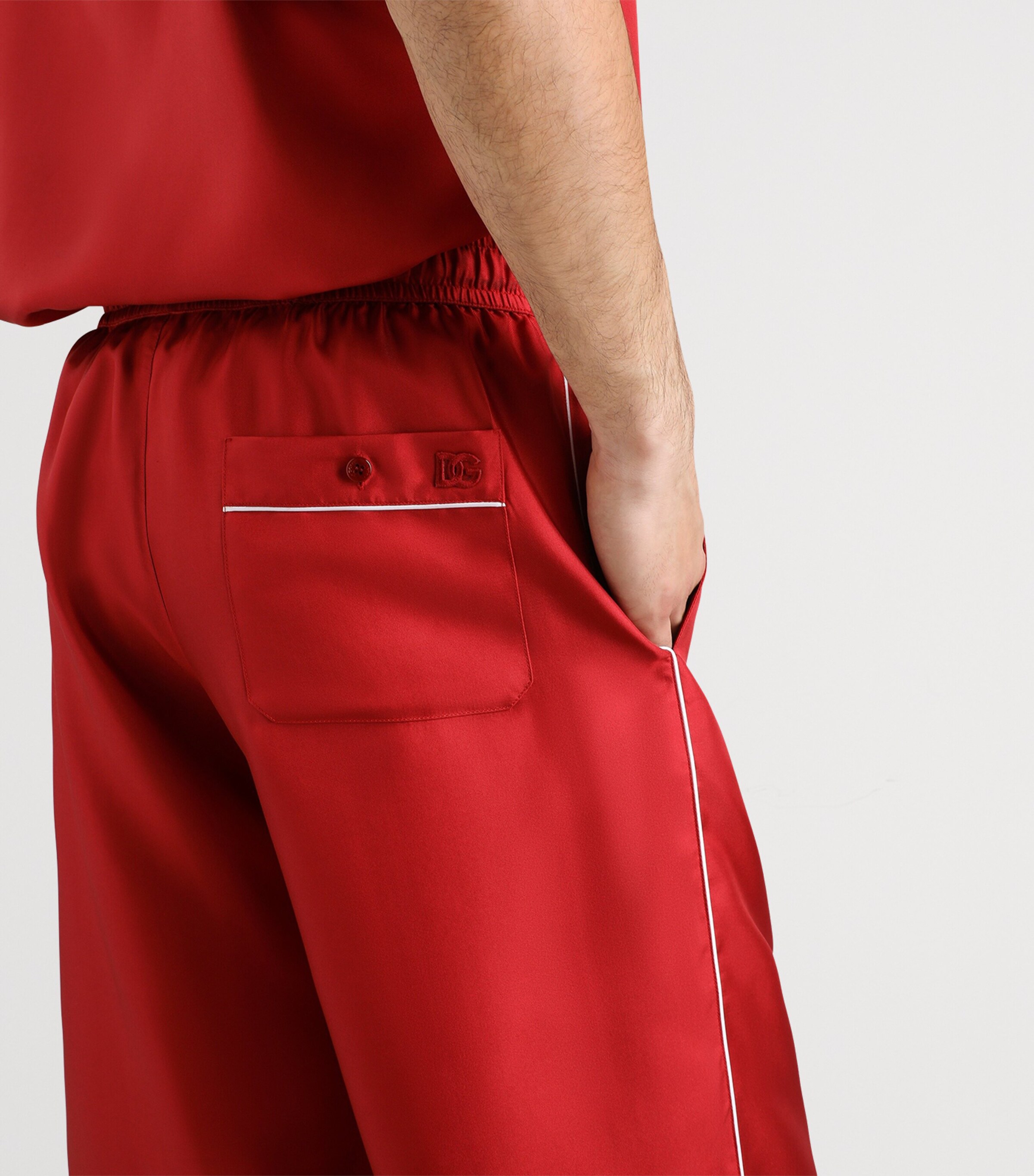 Dolce&Gabbana Mens Silk Shorts Dark Red Image 4